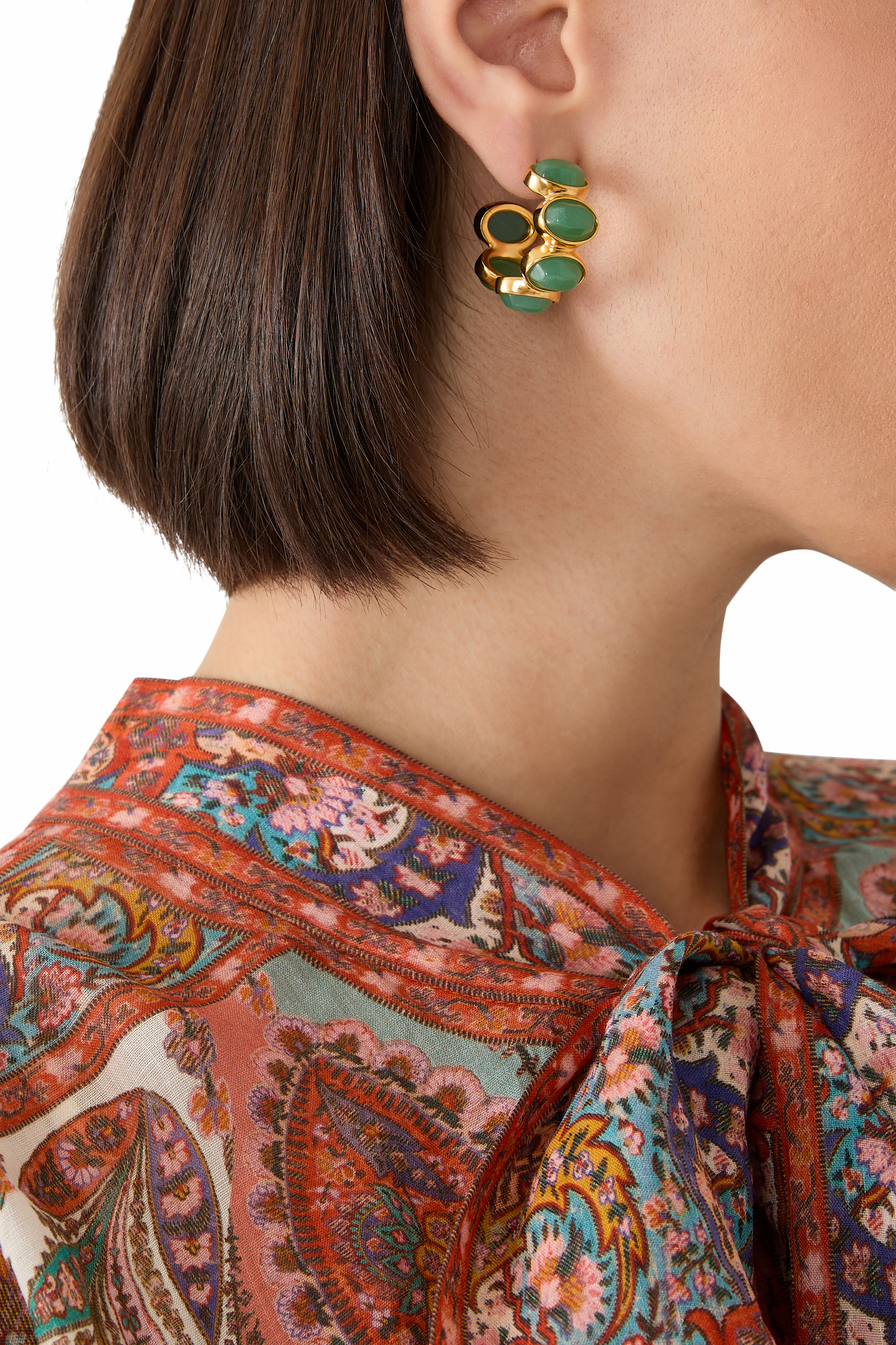 أقراط بوسفور مزينة بالأفينتورين، نحاس مطلي بذهب عيار 24