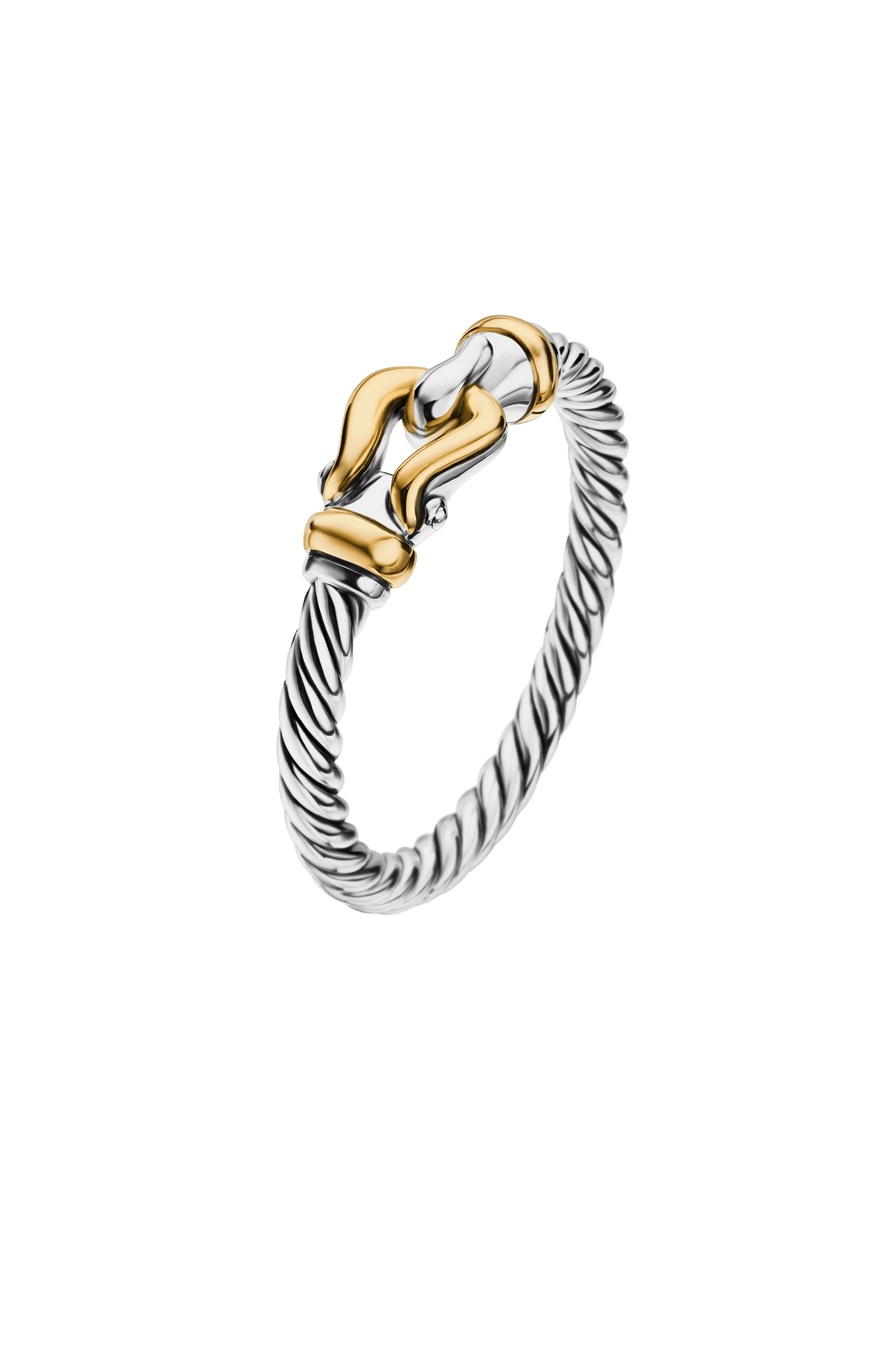 Petite Buckle Ring, 18k Yellow Gold & Sterling Silver