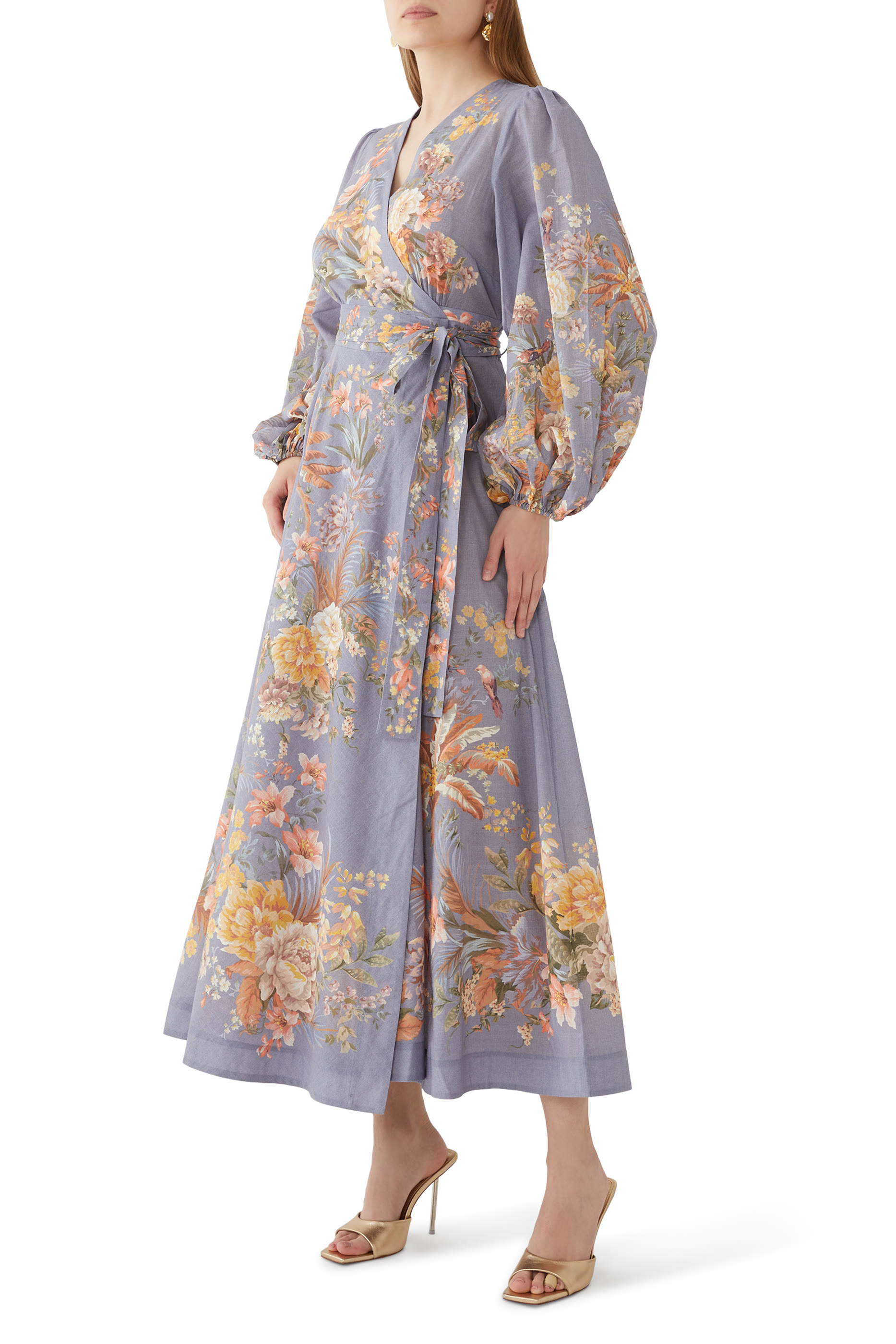 فستان تالو بتصميم ملفوف متوسط الطول