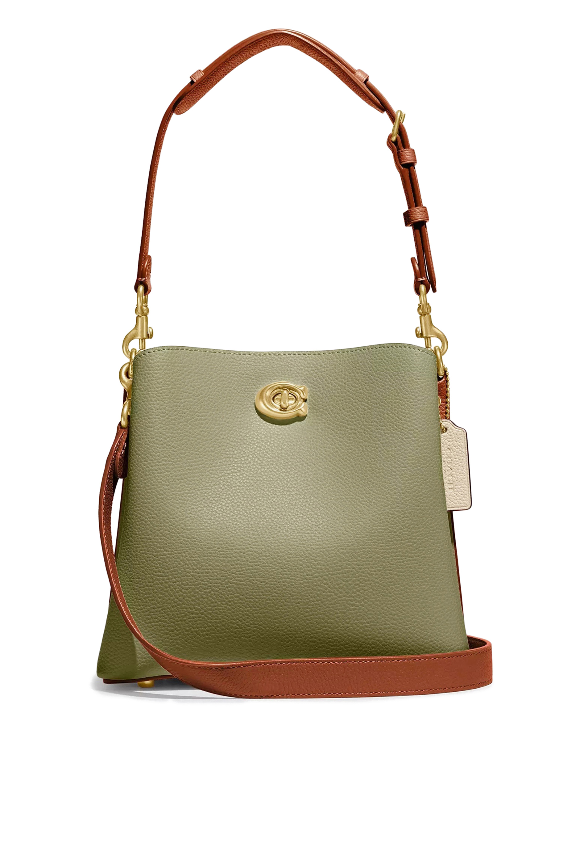 حقيبة كتف ويلو بتصميم مقسم بألوان قماش قنب بنقشة شعار الماركة