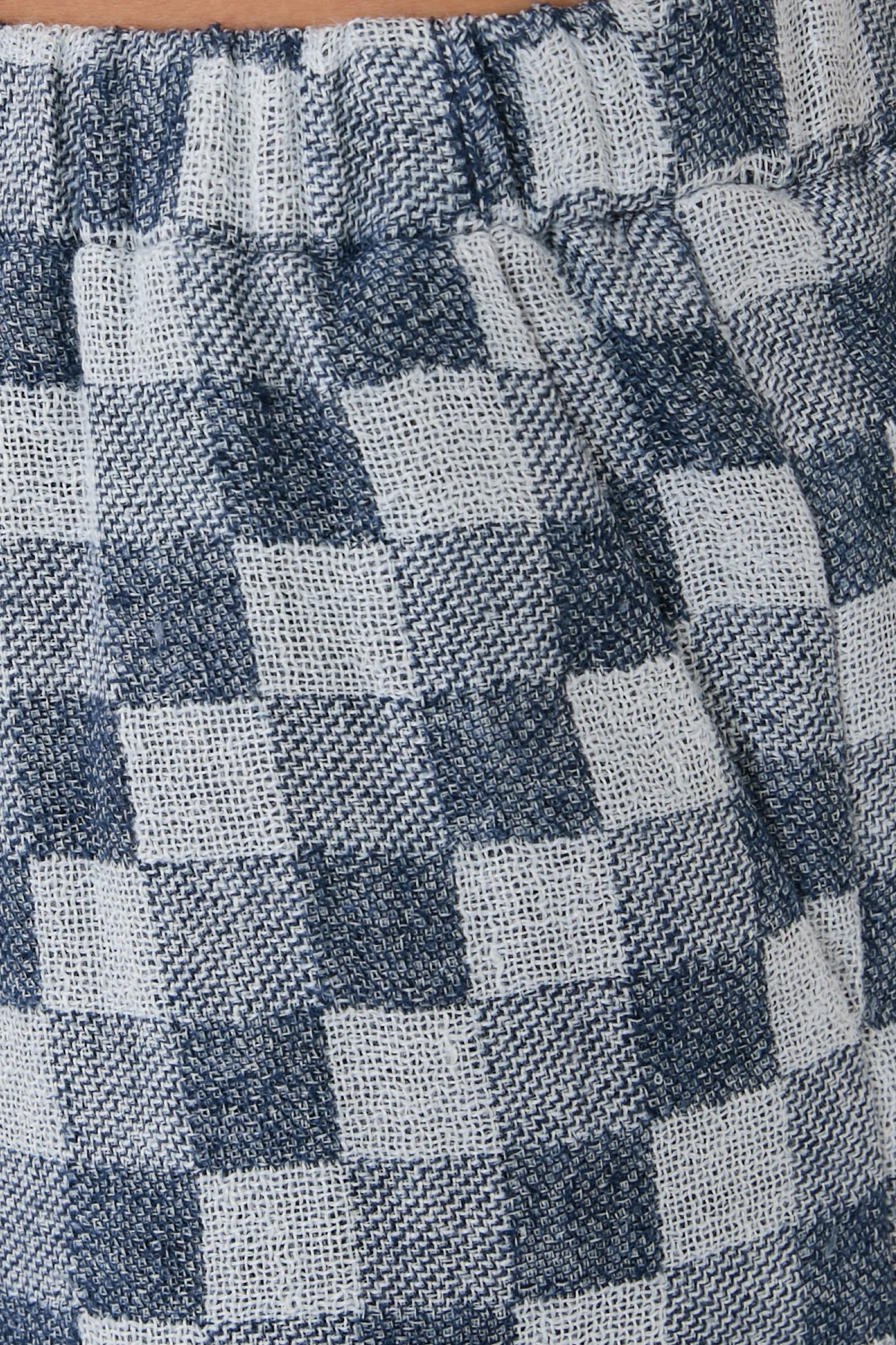 Check Pattern Linen Gauze Wide Trousers