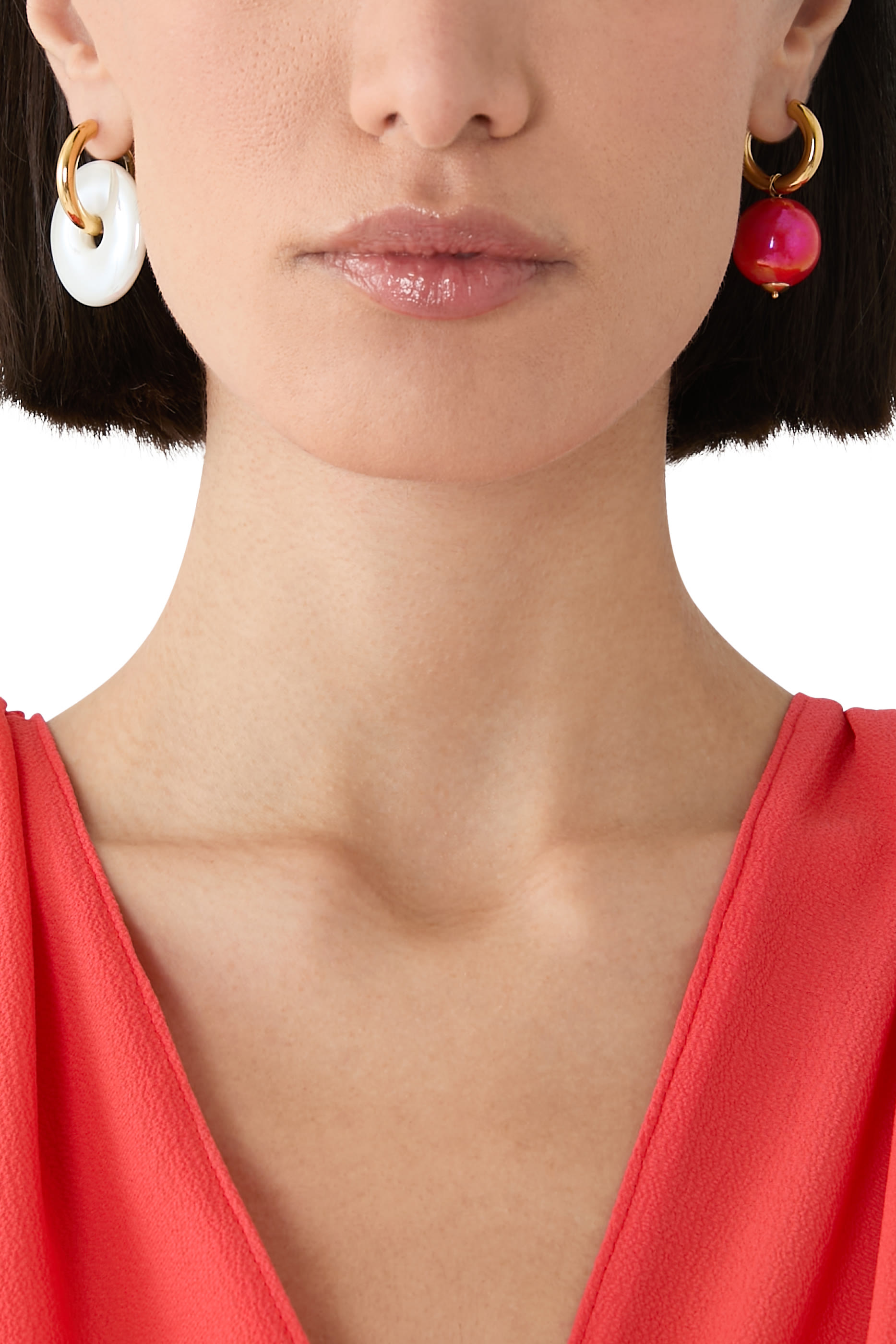 أقراط دائرية دوجي بتصميم دونت، راتنج ومعدن ومينا