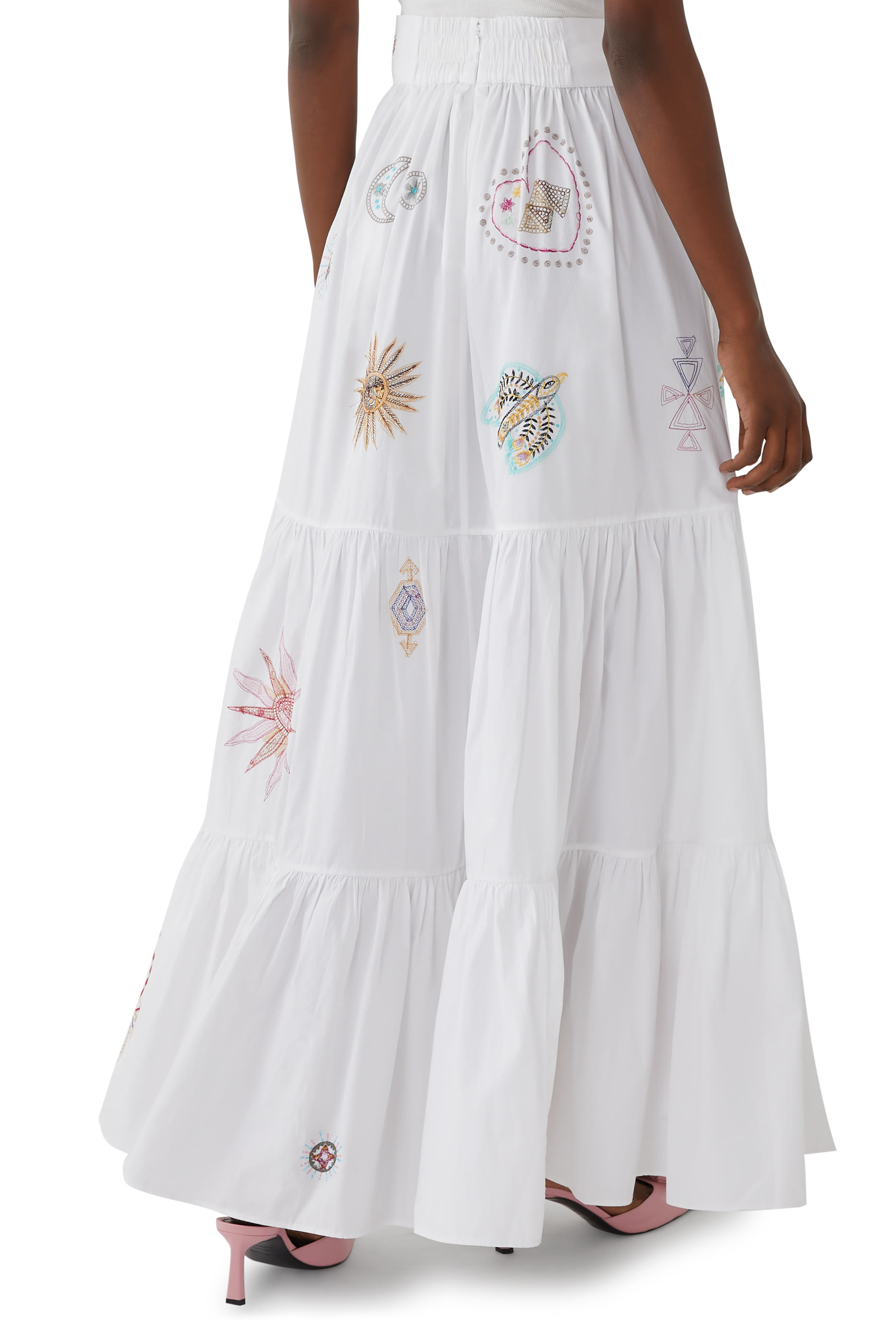 تنورة بتصميم متدرج وخصر مرتفع