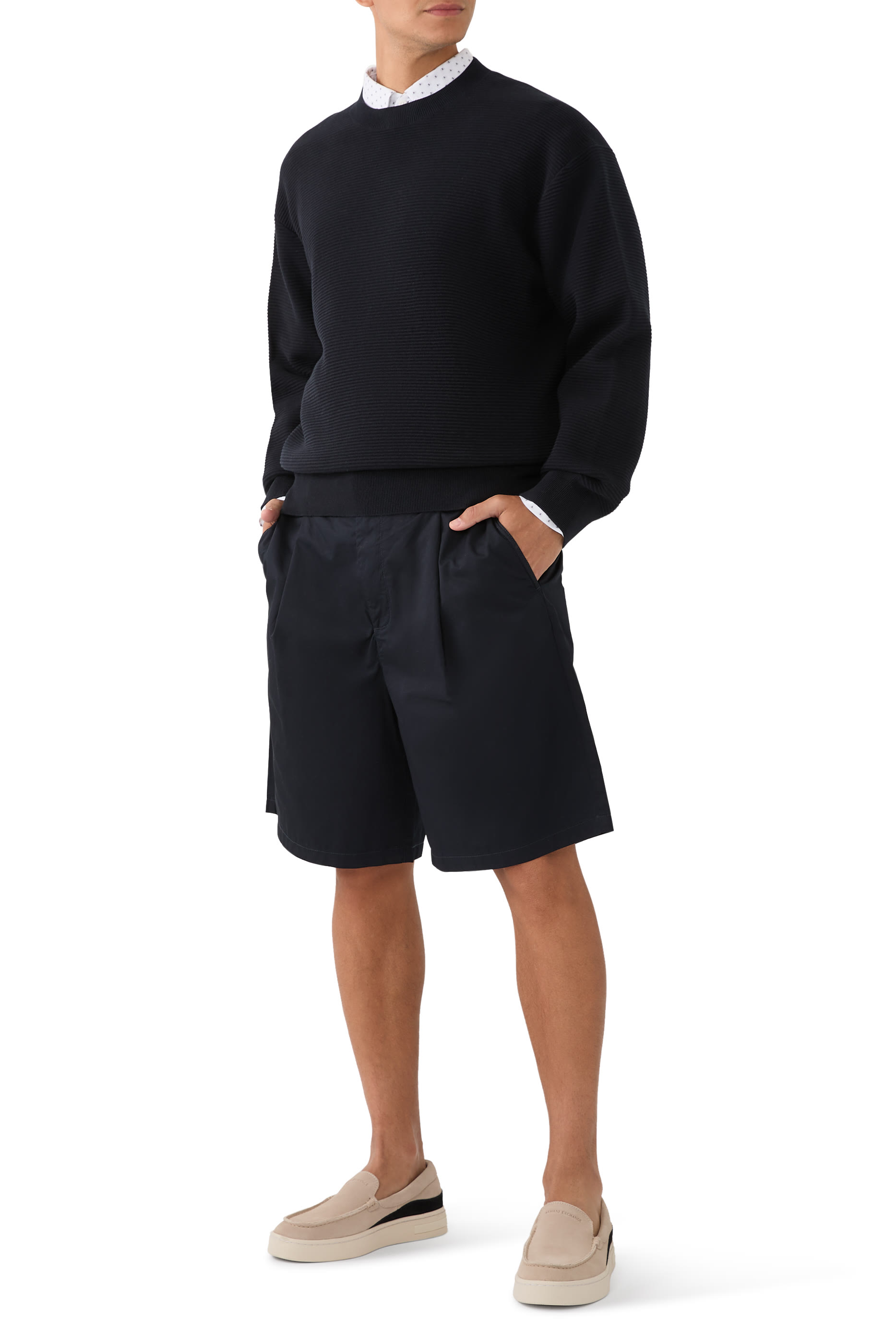 كنزة ذا جريد بياقة ضيقة