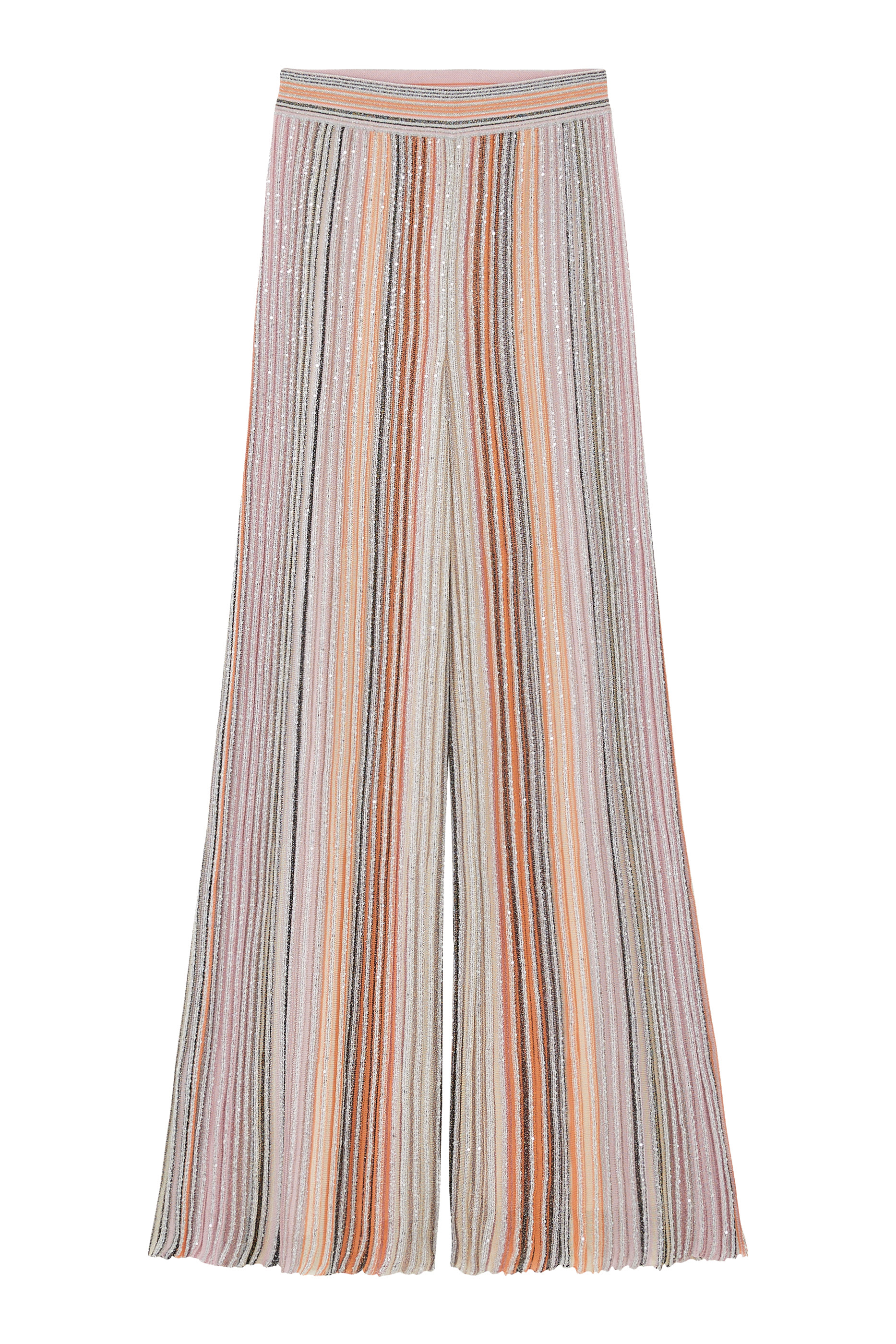 بنطال بقصة ساق مستقيمة نسيج مطرز بالترتر