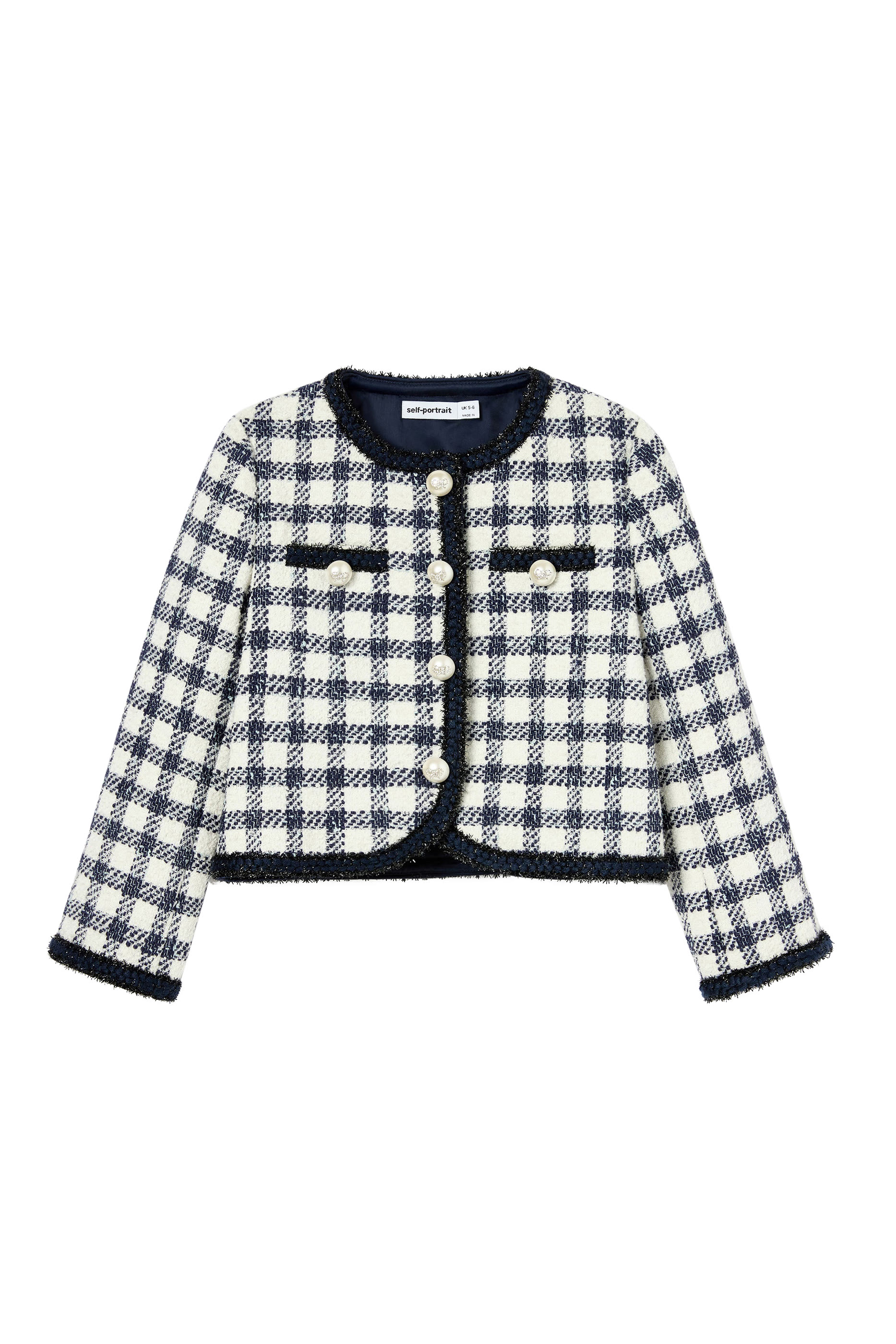 جاكيت بوكليه بنقشة مربعات للأطفال