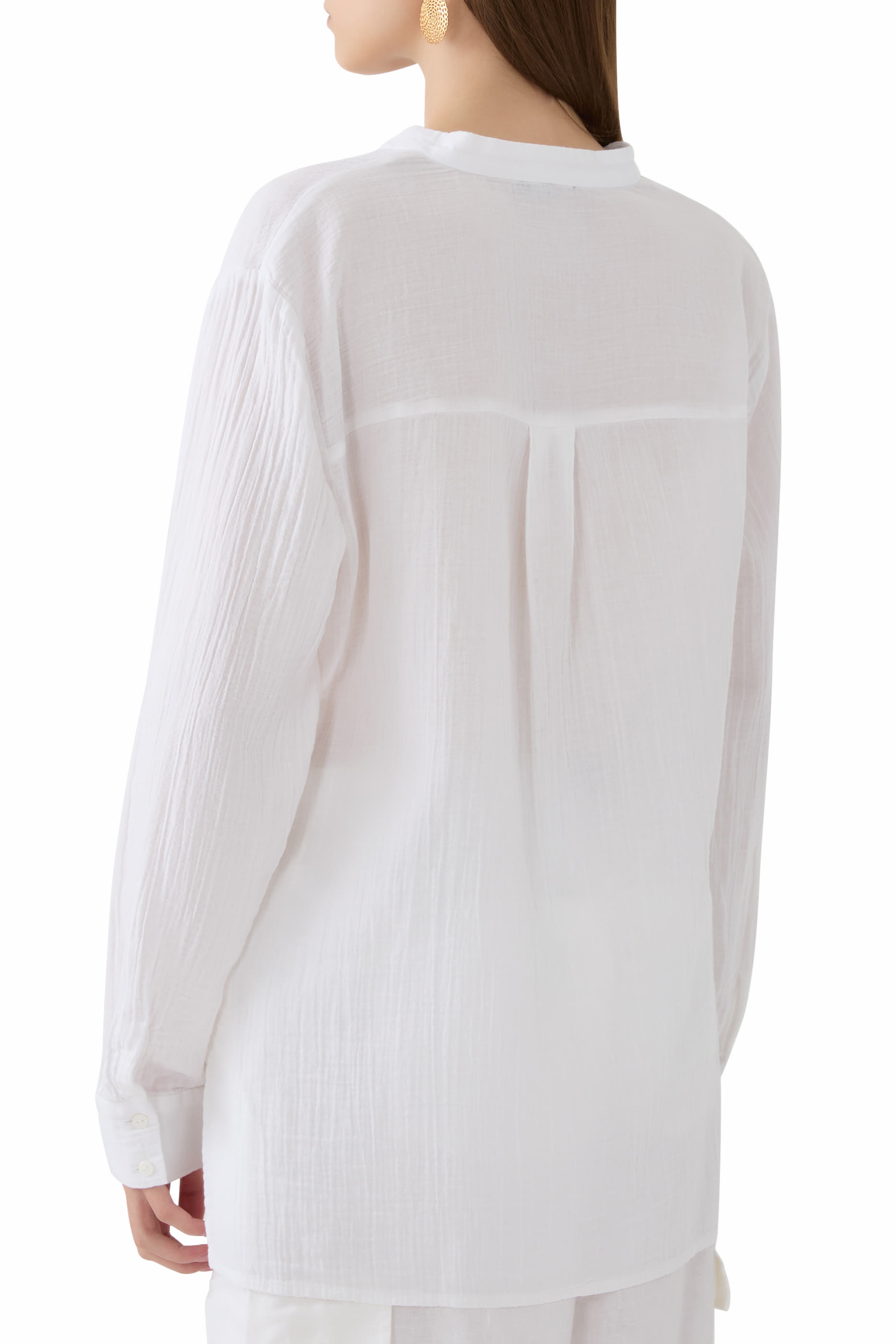 قميص بياقة بتصميم مموج قطن عضوي