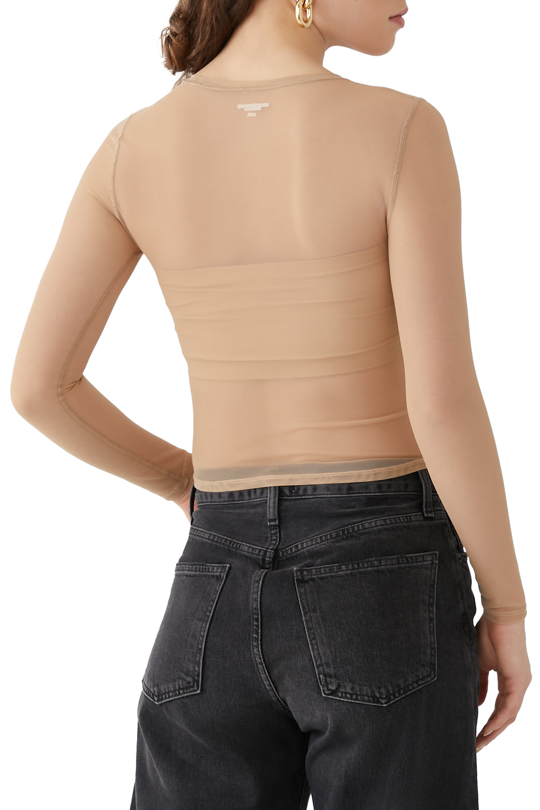 بلوزة بأكمام طويلة قماش شبكي