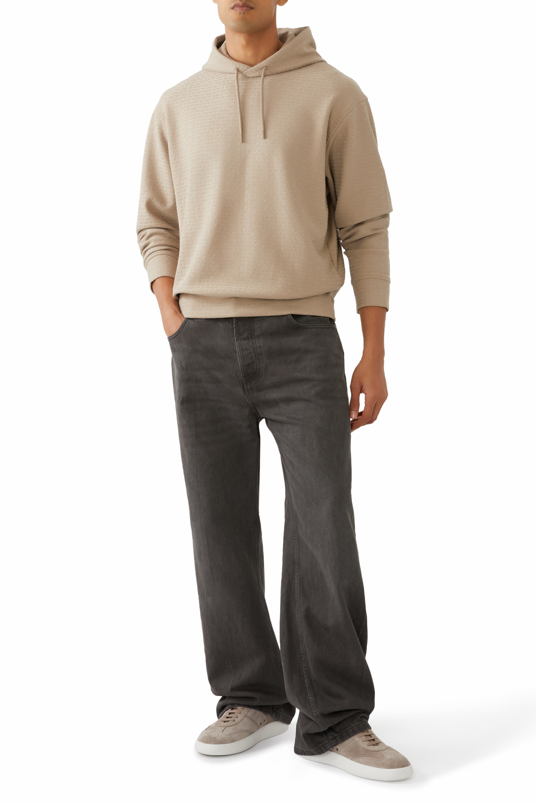 سويت شيرت بغطاء رأس بشعار الماركة