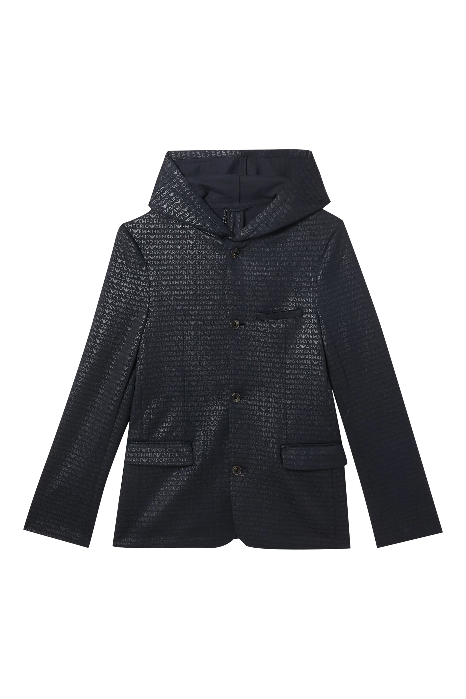 جاكيت بغطاء رأس وشعار الماركة للأطفال