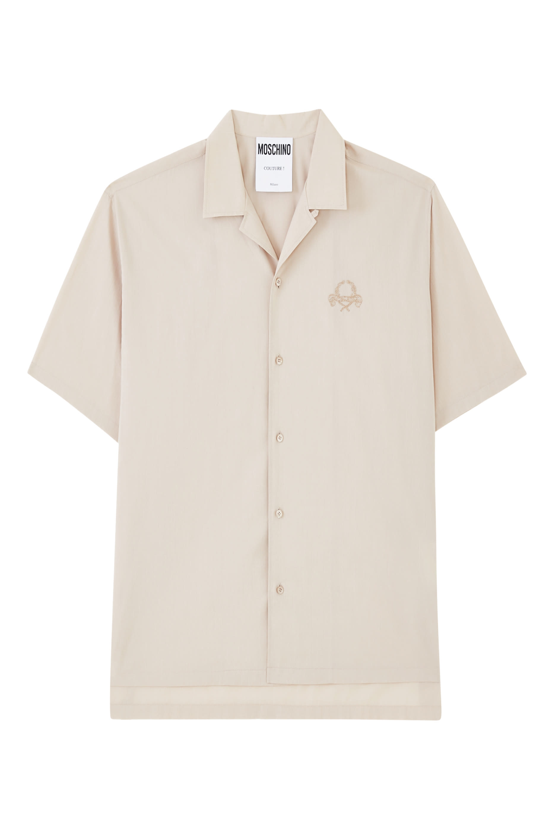 قميص بأكمام قصيرة مطرز بشعار الماركة