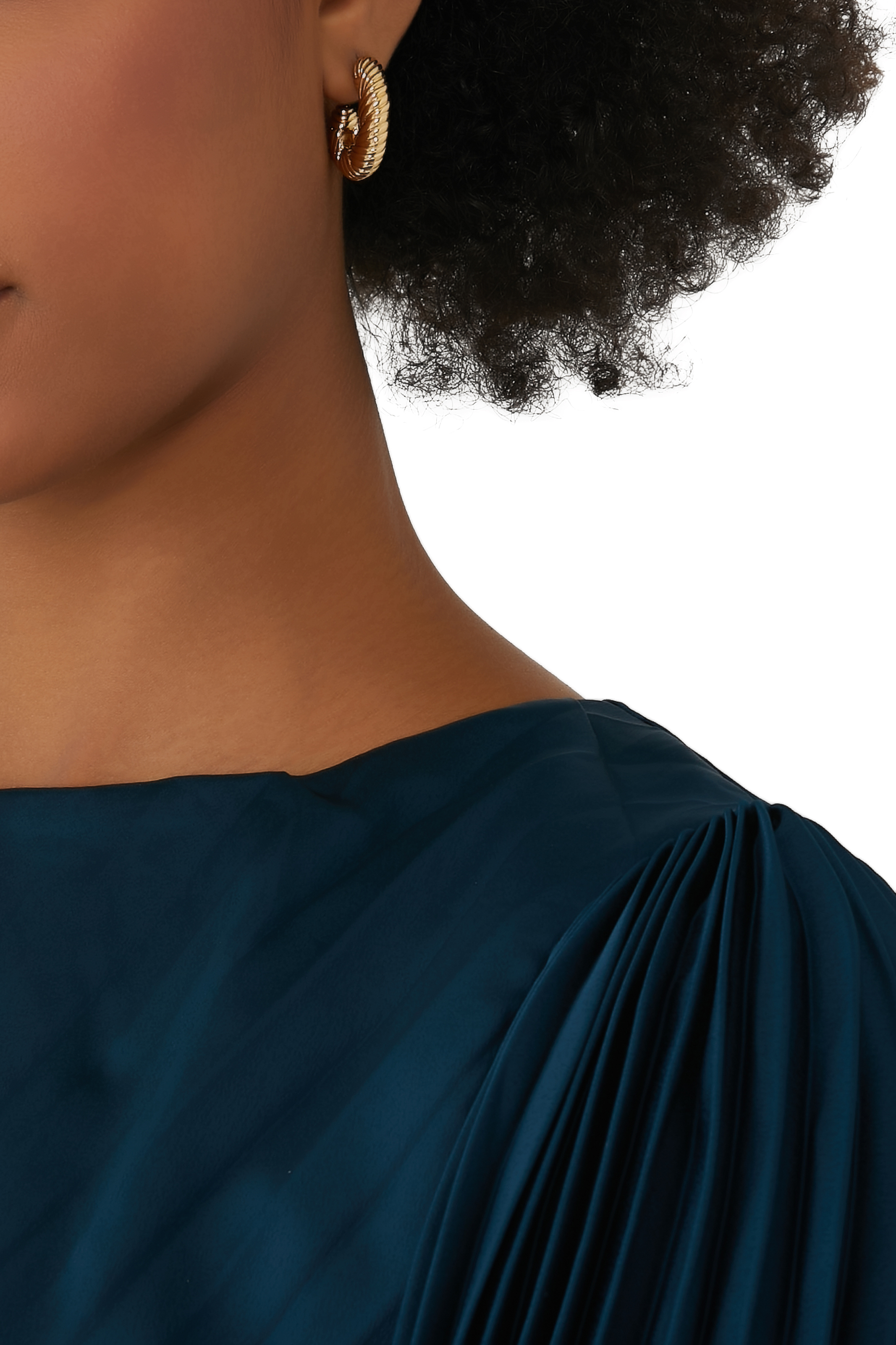 أقراط دائرية سميكة بملمس مموج ملفوف نحاس مطلي بذهب عيار 18