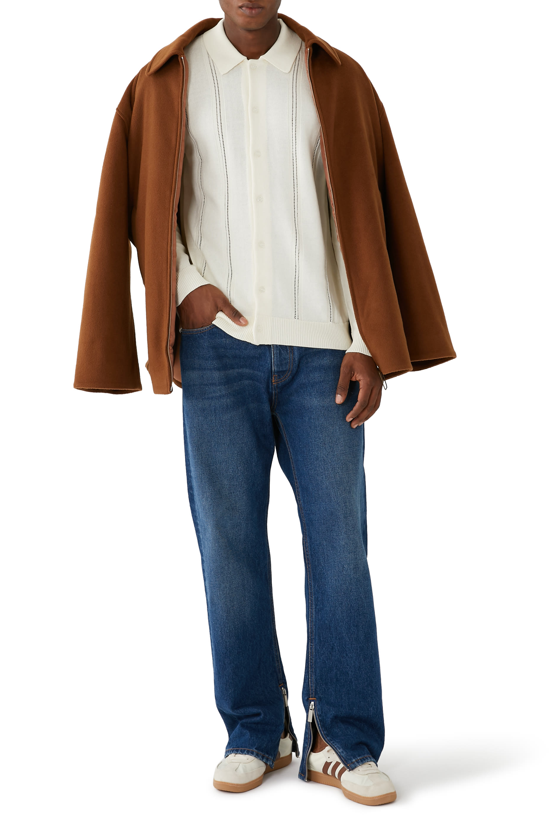 قميص بولو جحمد بأكمام طويلة كتان