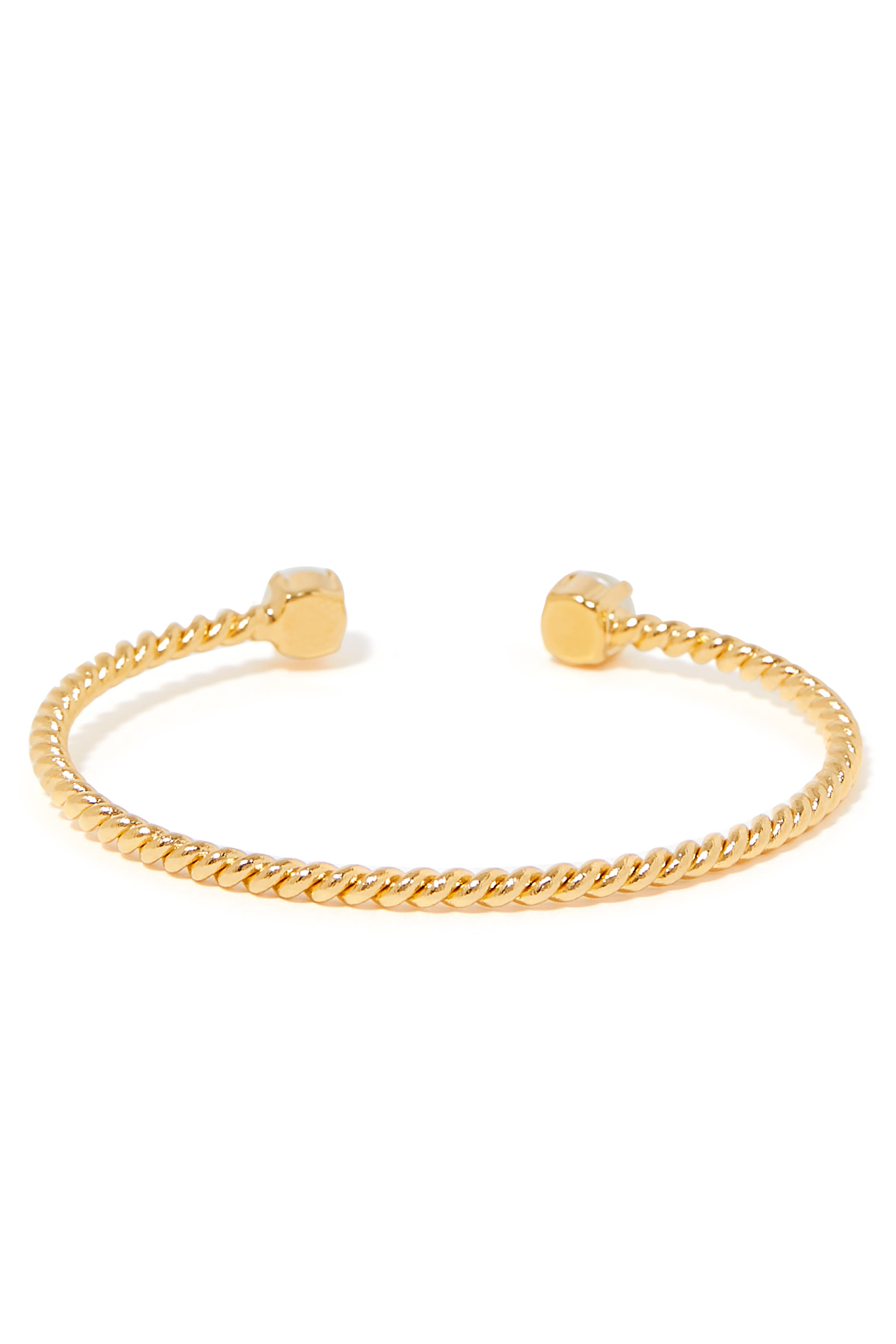 سوار صغير مجدول مرصع بكريستال سواروفسكي،  معدن مطلي بذهب عيار 18 قيراط ومرصع باللؤلؤ