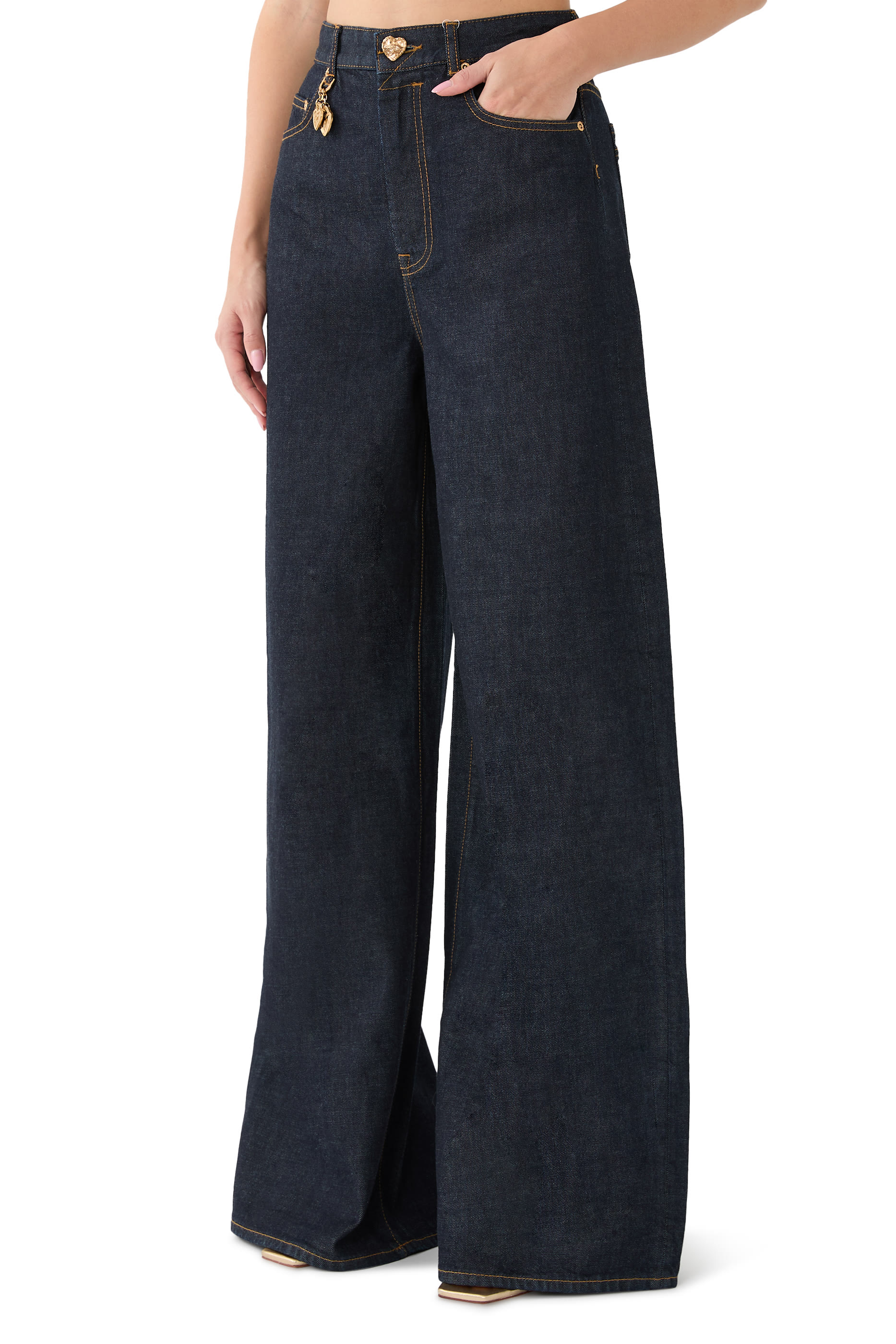 بنطال جينز كراش بقصة ساق مستقيمة