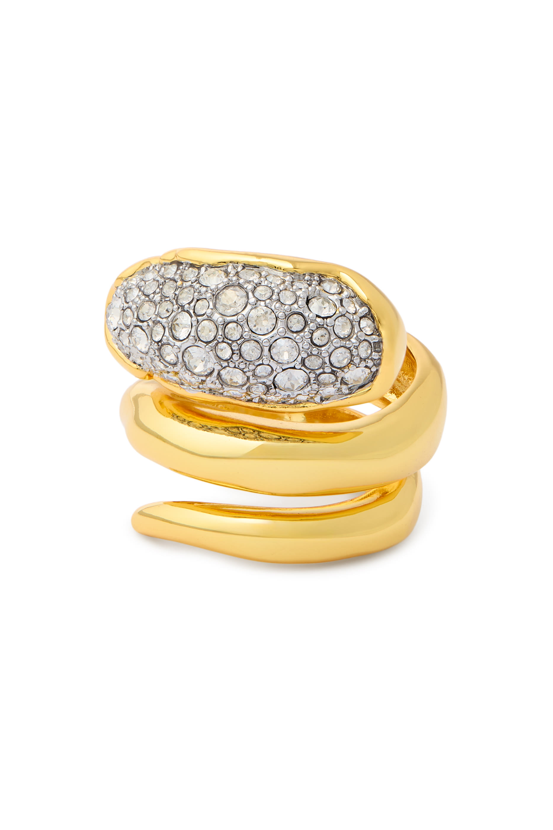 خاتم سولاناليس كويلد بارز الملمس مرصع بكريستال