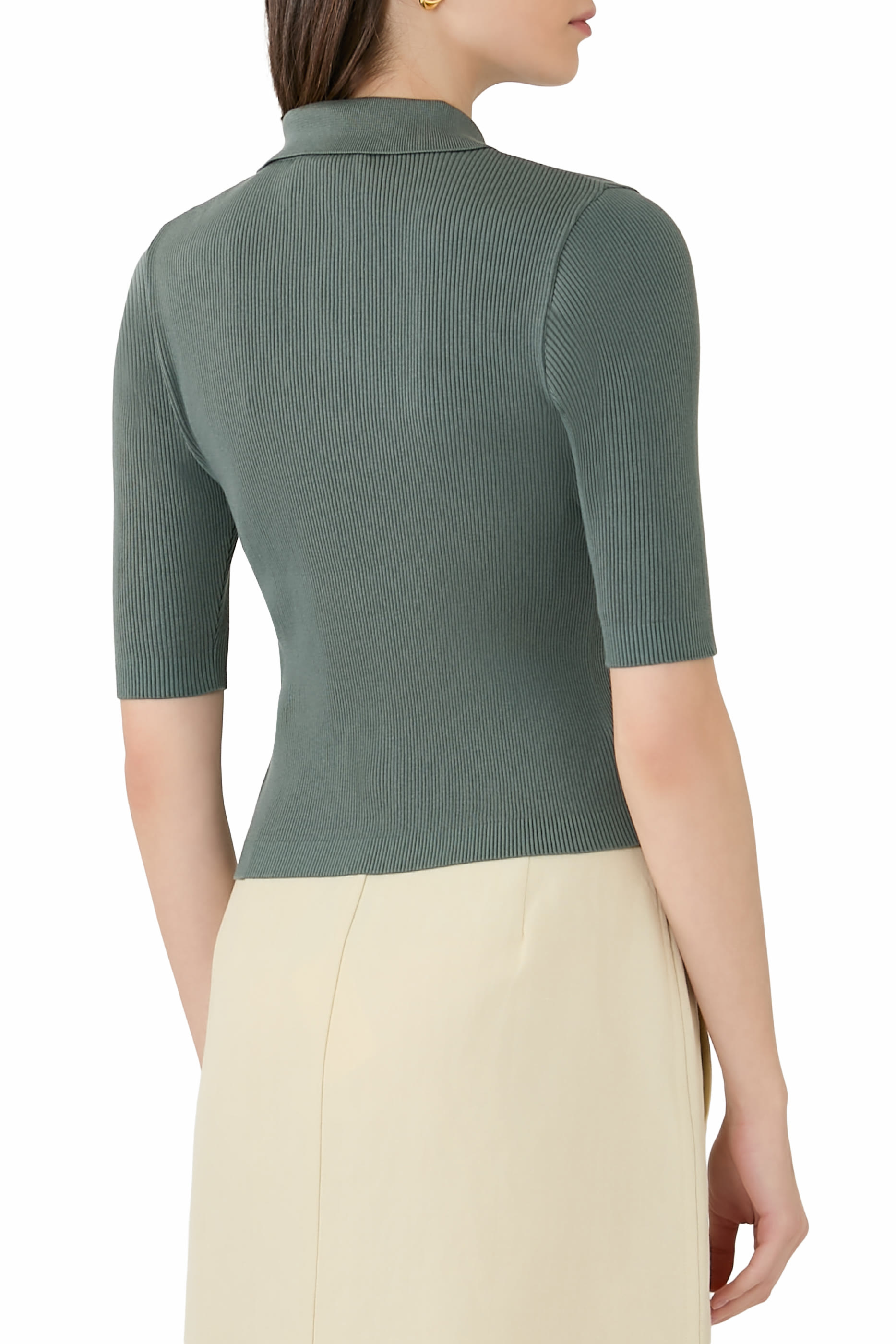 قميص بولو نسيج قطن مضلع خفيف الوزن