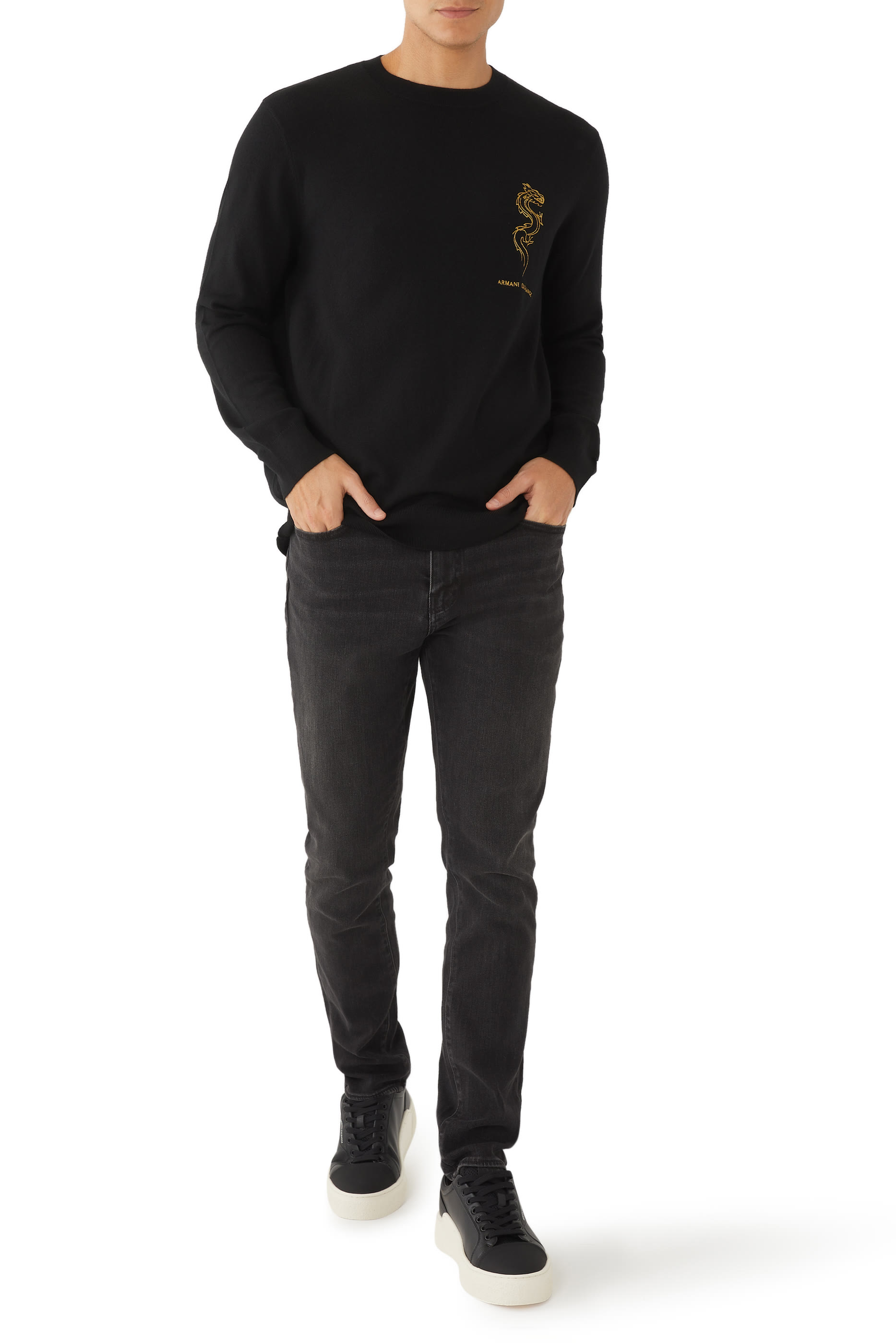 كنزة قطن بتطريز تنين