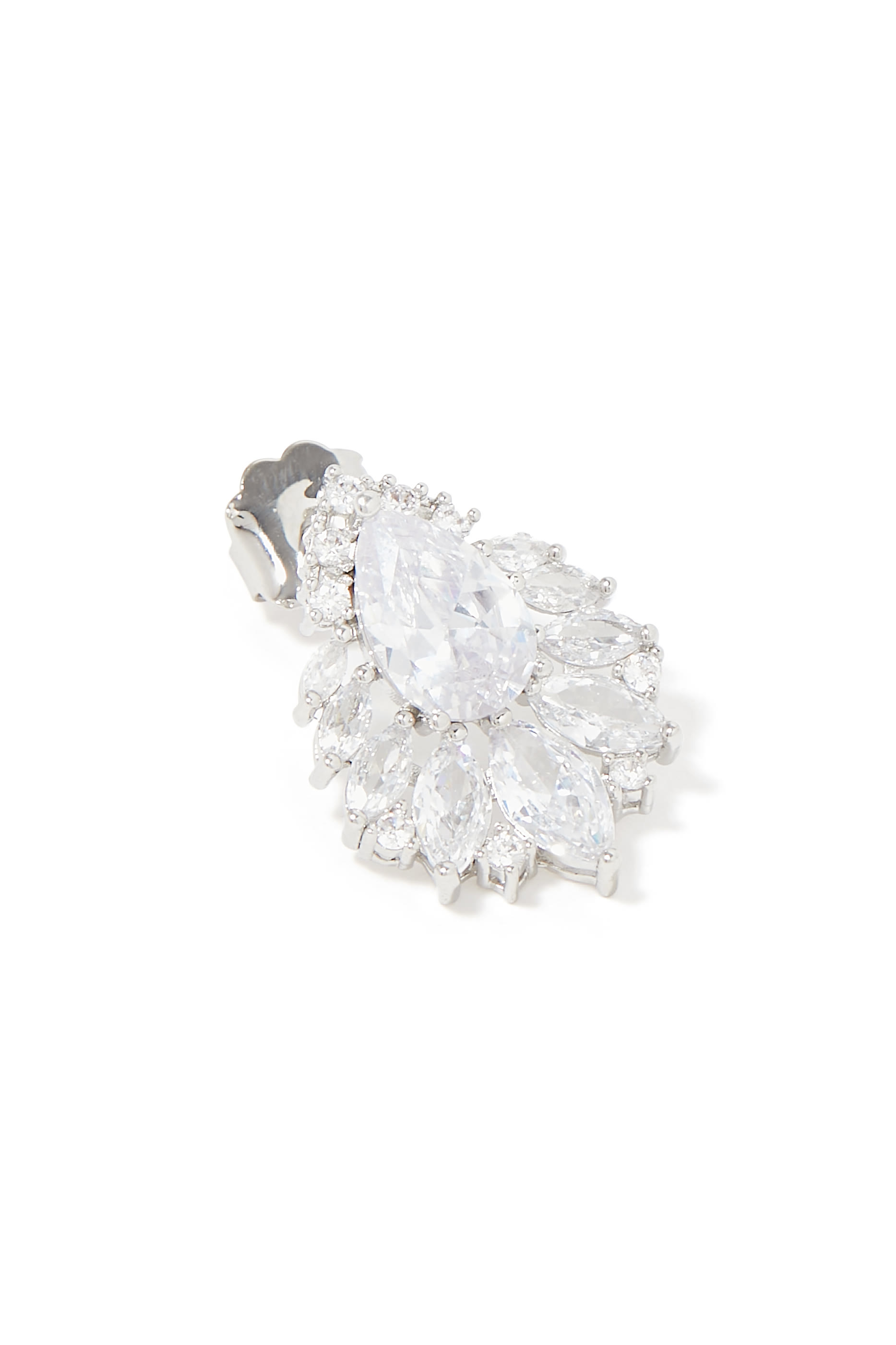 أقراط ستيتمنت بتصميم كمثرى مرصعة بأحجار زركونيا مكعبة، نحاس مطلي بالروديوم