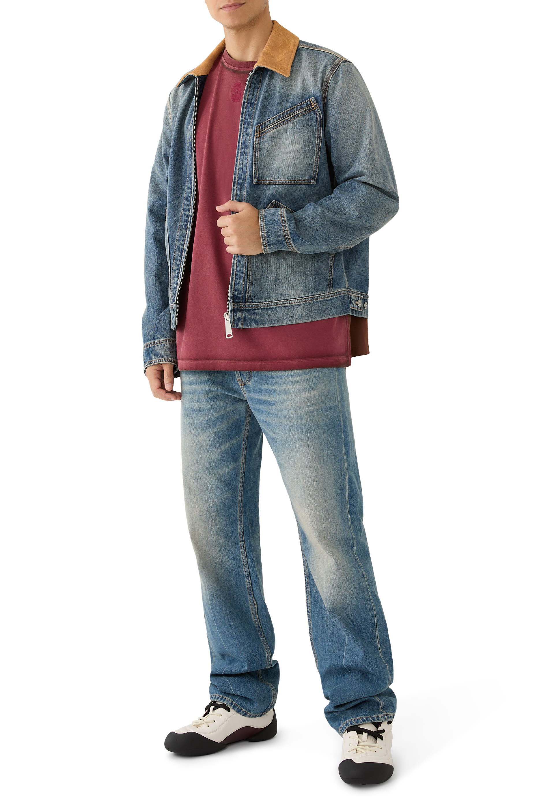 جاكيت دنيم بياقة شمواه