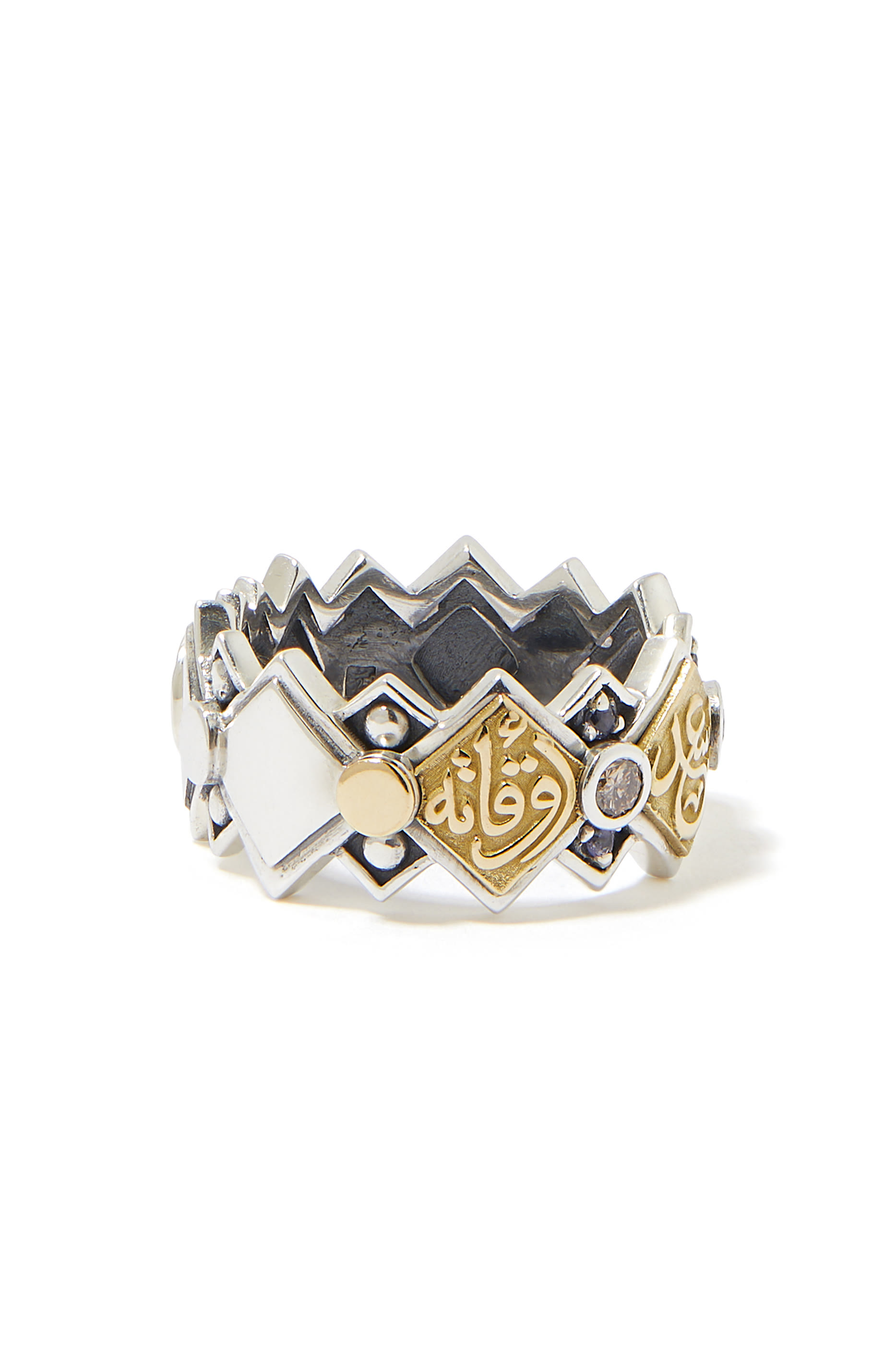 خاتم بيلوفد مرصع بالماس والرودوليت ذهب أصفر عيار 18