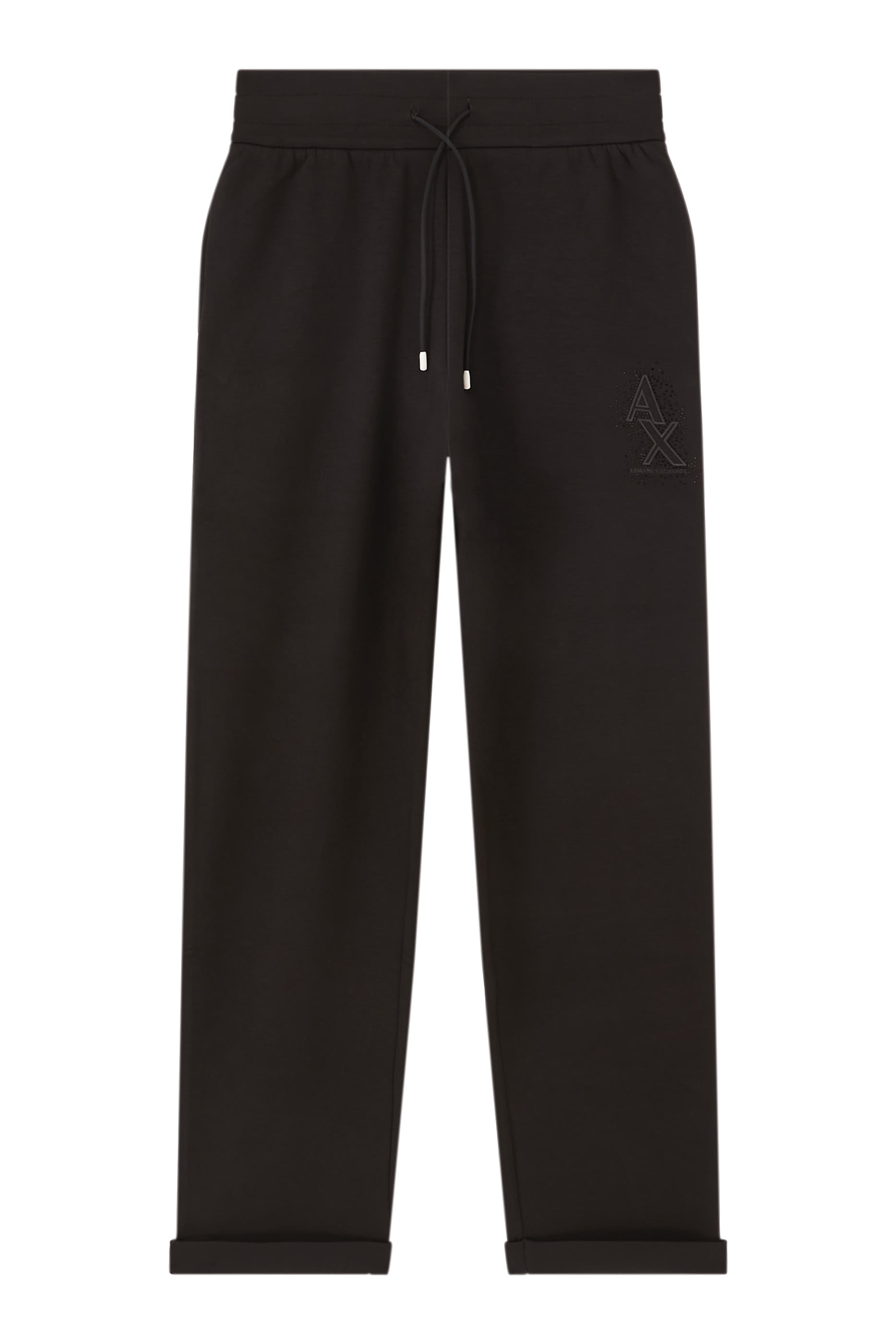 بنطال بشعار الماركة المرصع بأحجار الراين قماش متشابك