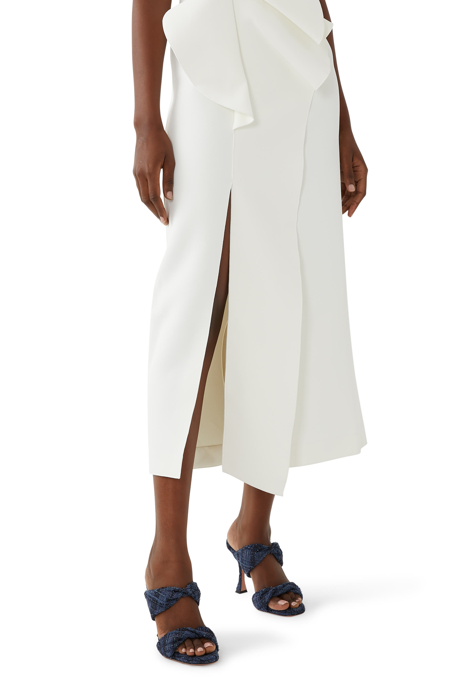 حذاء 95 مفتوح من الخلف بسيور ملفوفة تويد