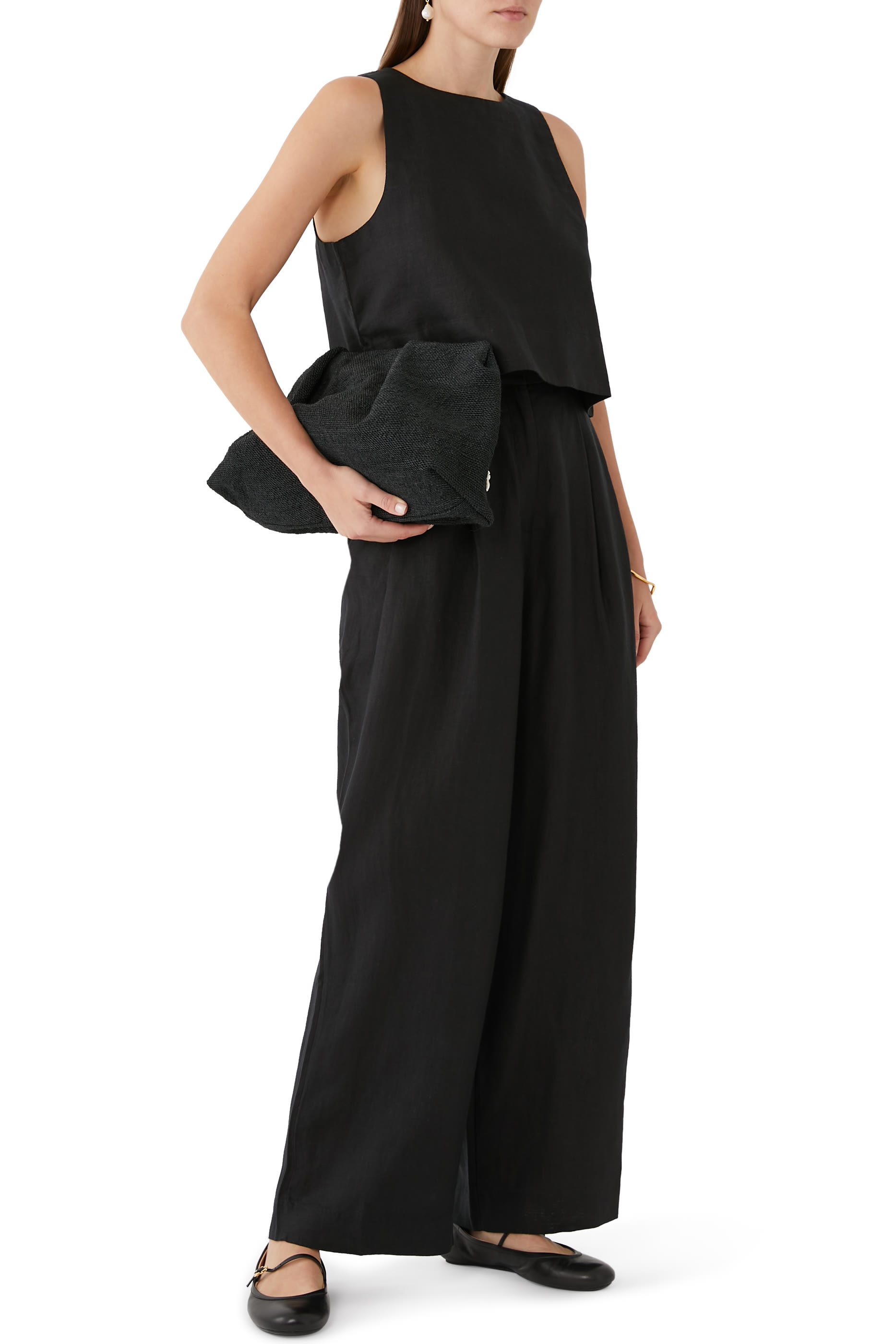 بنطلون وايت بخصر مرتفع كتان