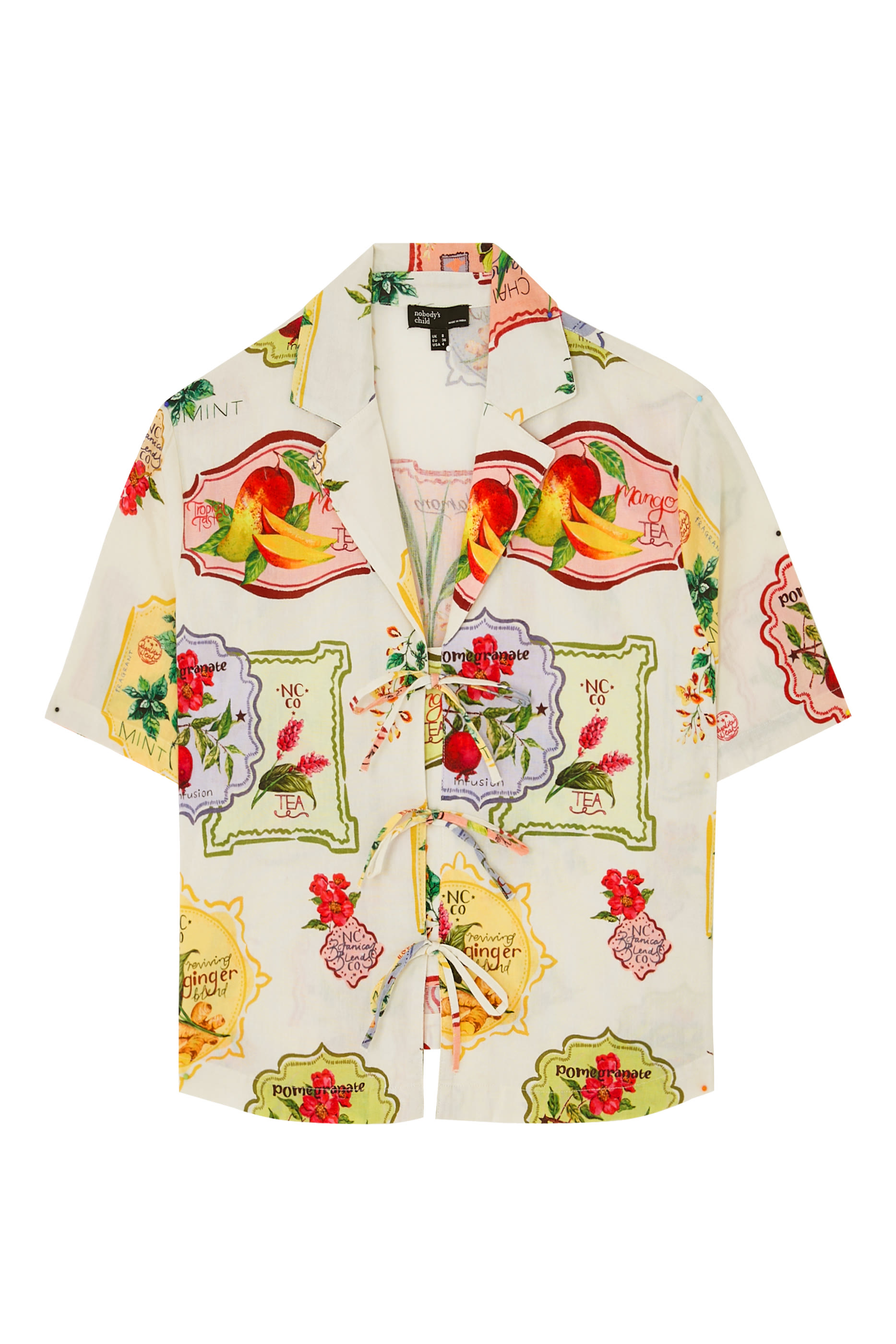 قميص بطبعة ريترو وربطة في الأمام