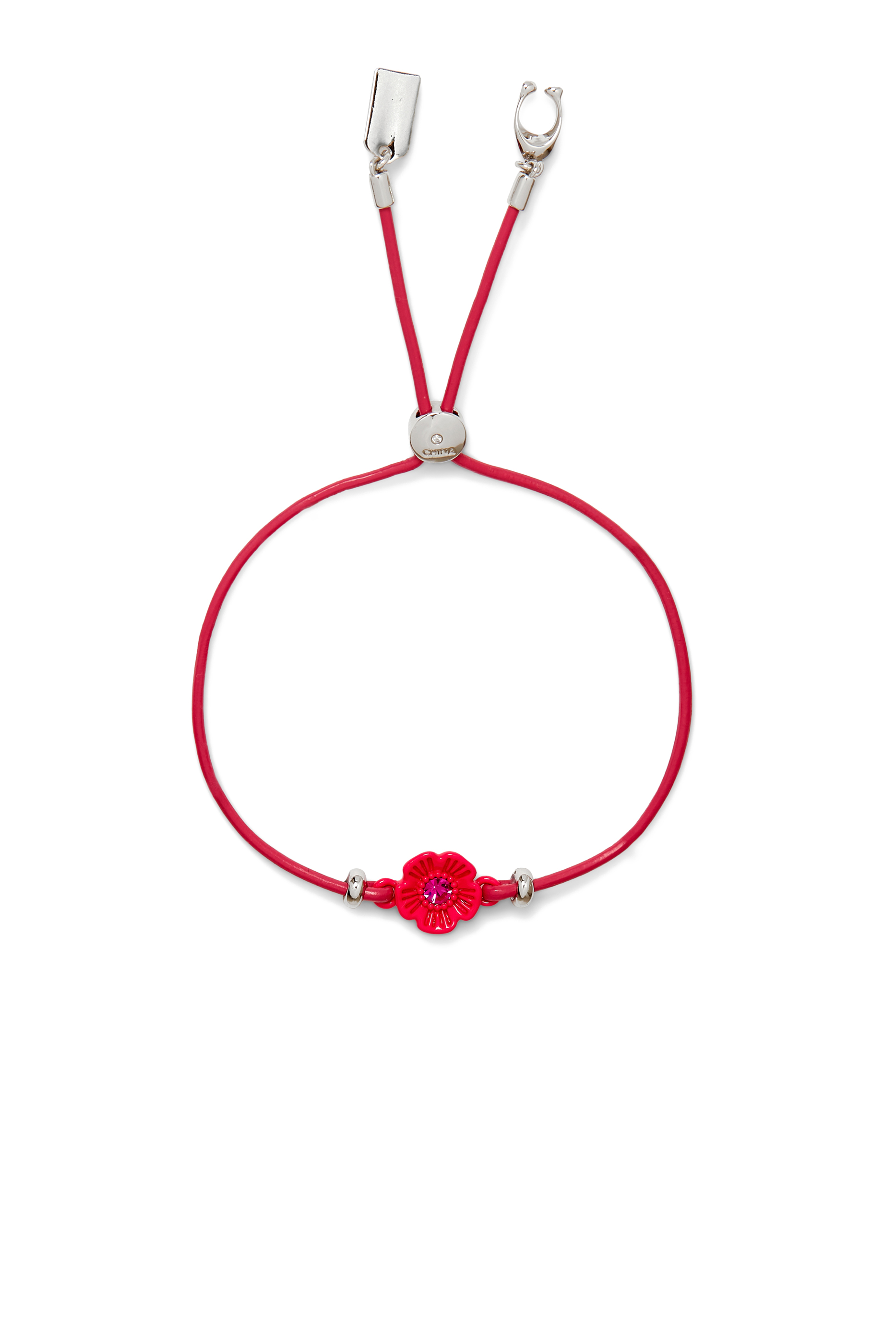 سوار بقفل منزلق وحلية زهرة الشاي جلد 