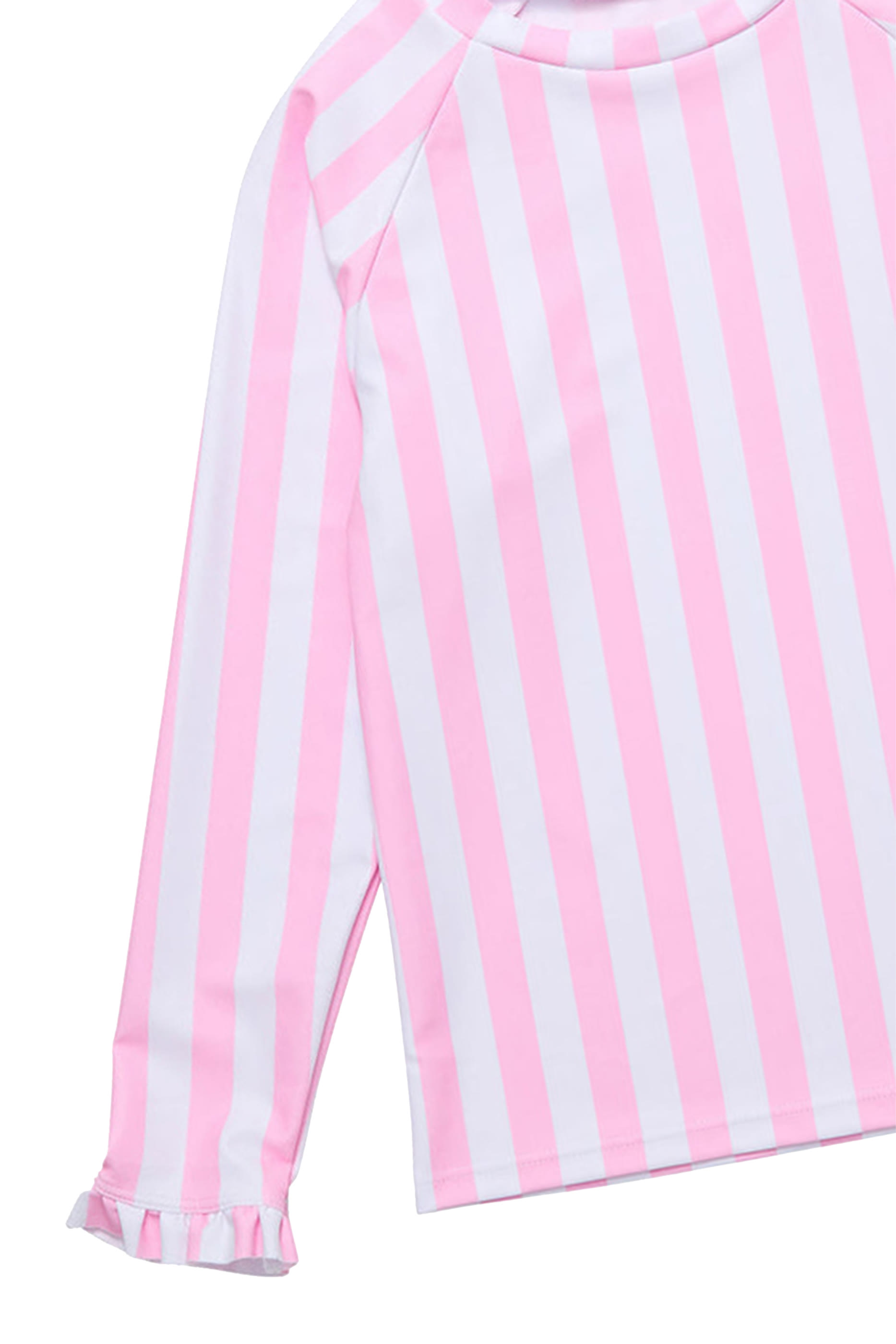 بلوزة بأكمام طويلة ونقشة مخططة بلون وردي للأطفال