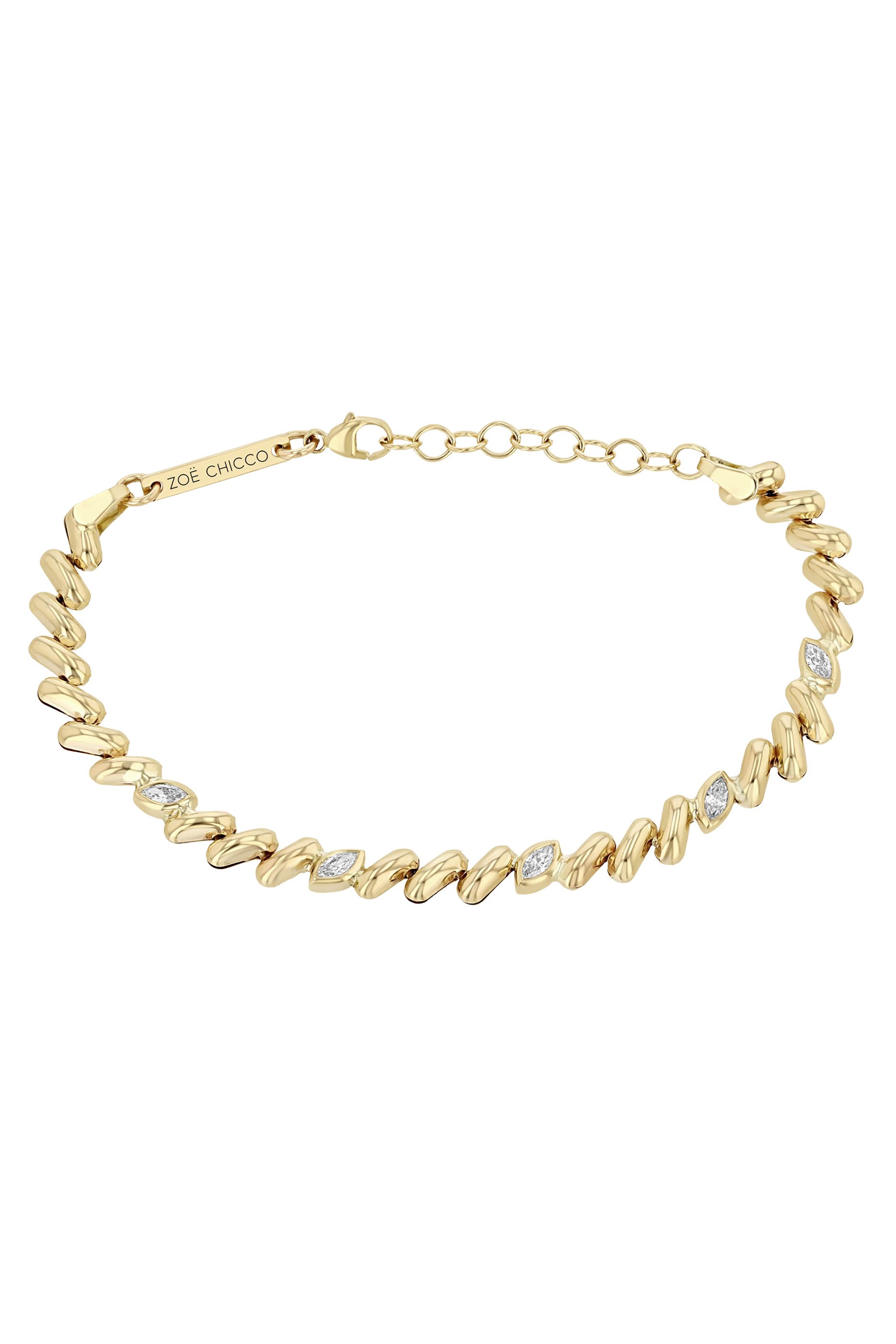 سوار سان ماركو بسلسلة وخمس حلي مرصعة بالماس ماركيز، ذهب أصفر عيار 14