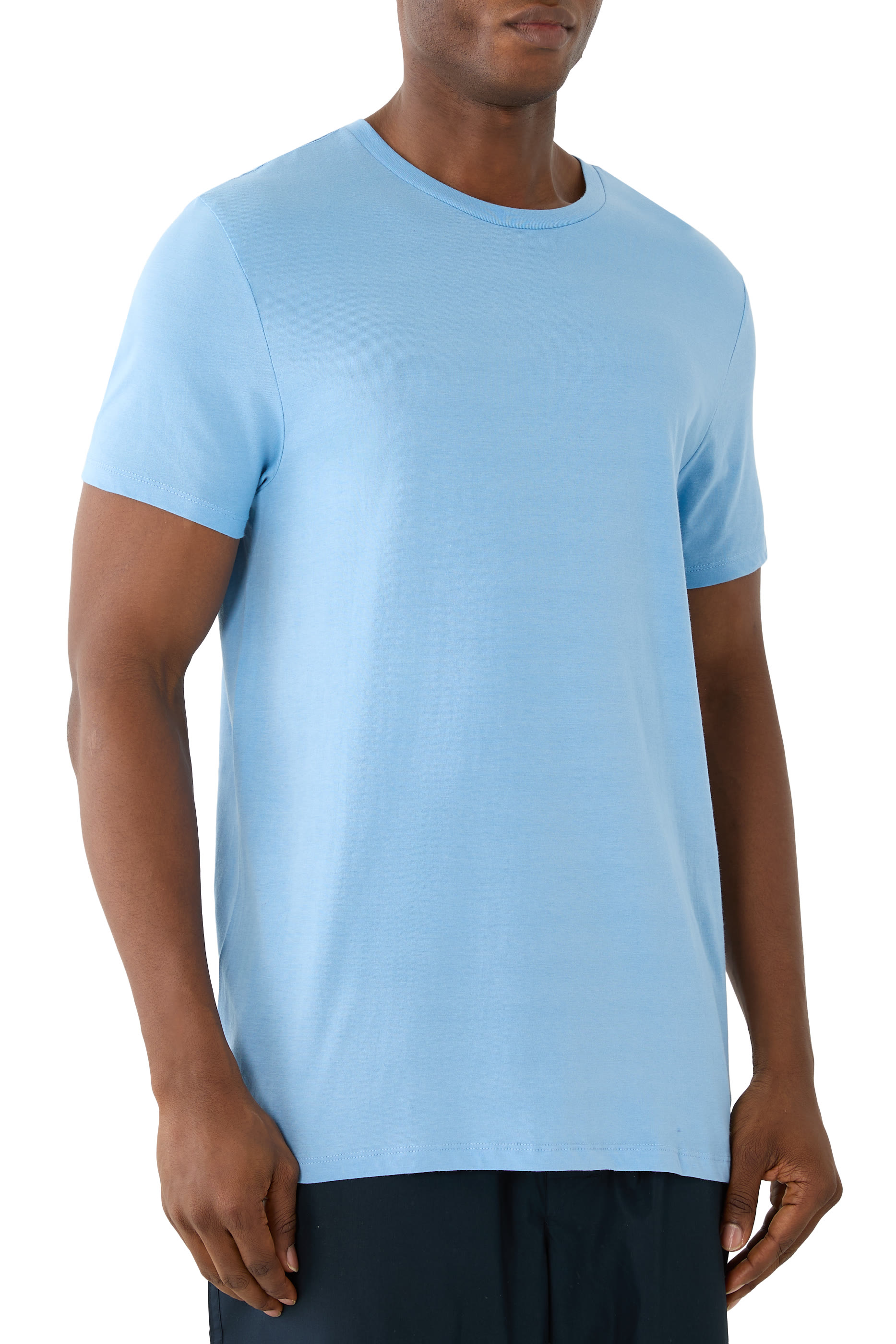 طقم تيشيرت كلاسيكي بياقة ضيقة قطن، 3 قطع