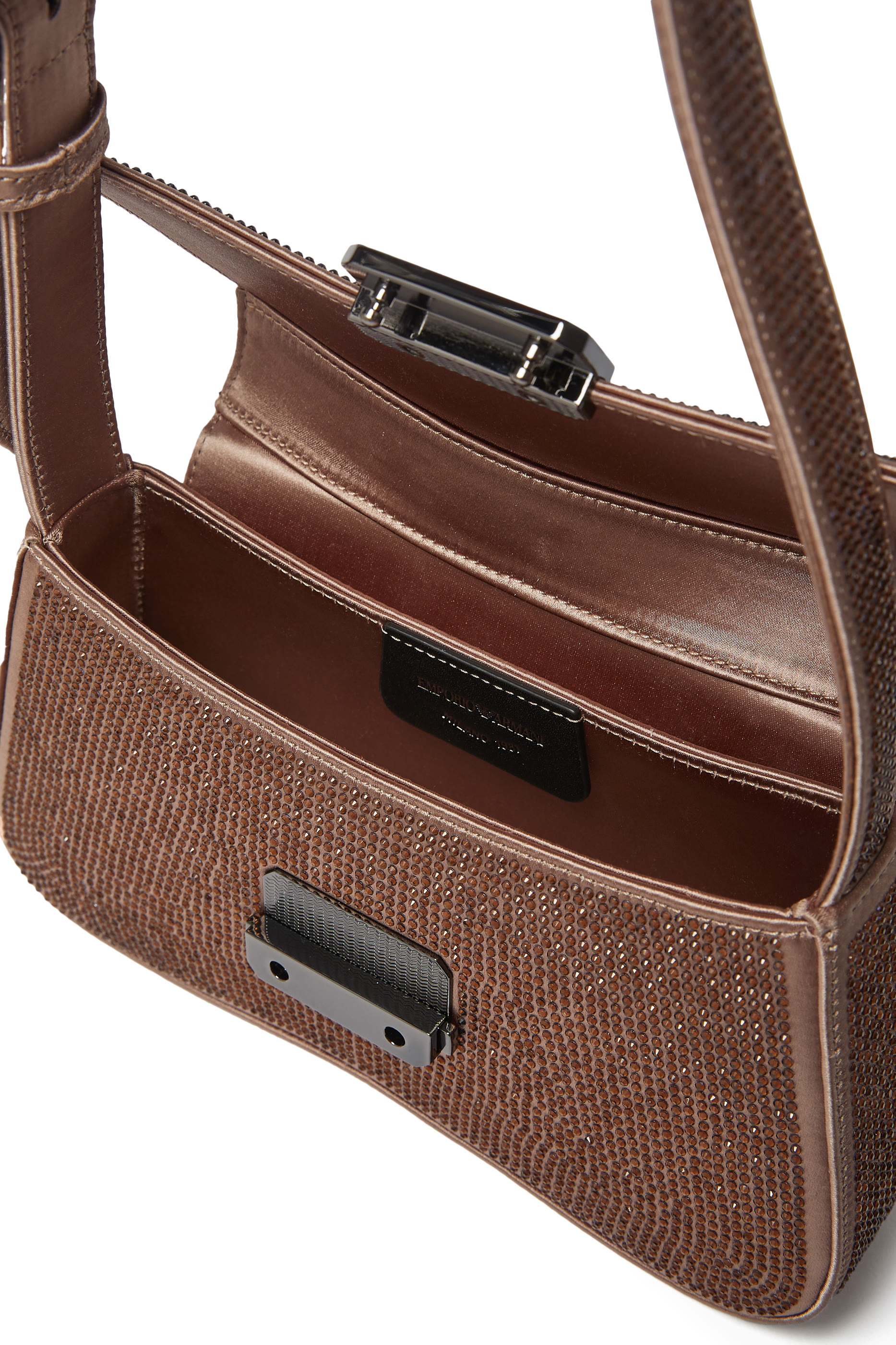 حقيبة كتف بتصميم مستطيل مزينة بالراين ستان