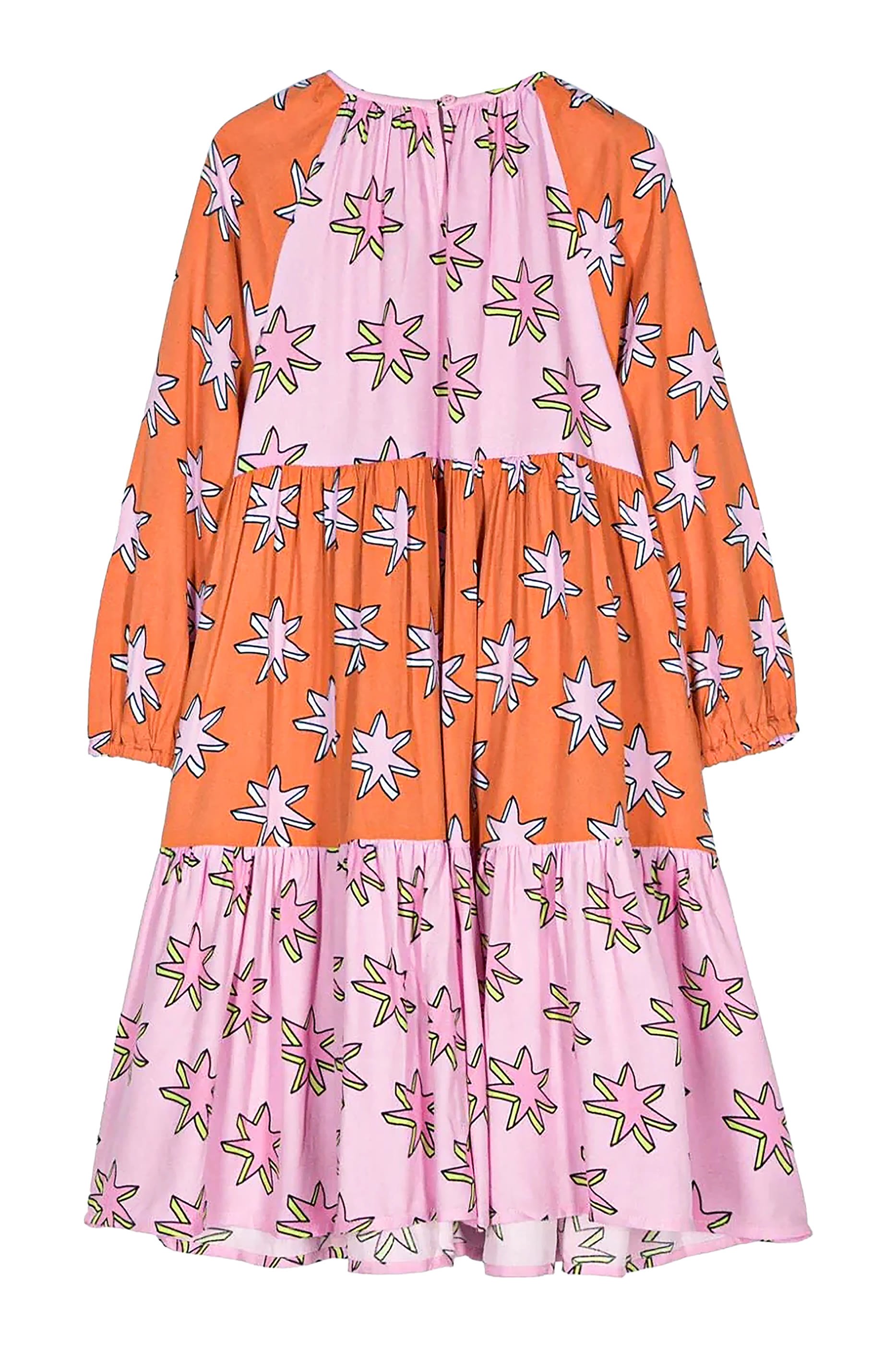 فستان بطيات ونقشة نجوم لامعة للأطفال