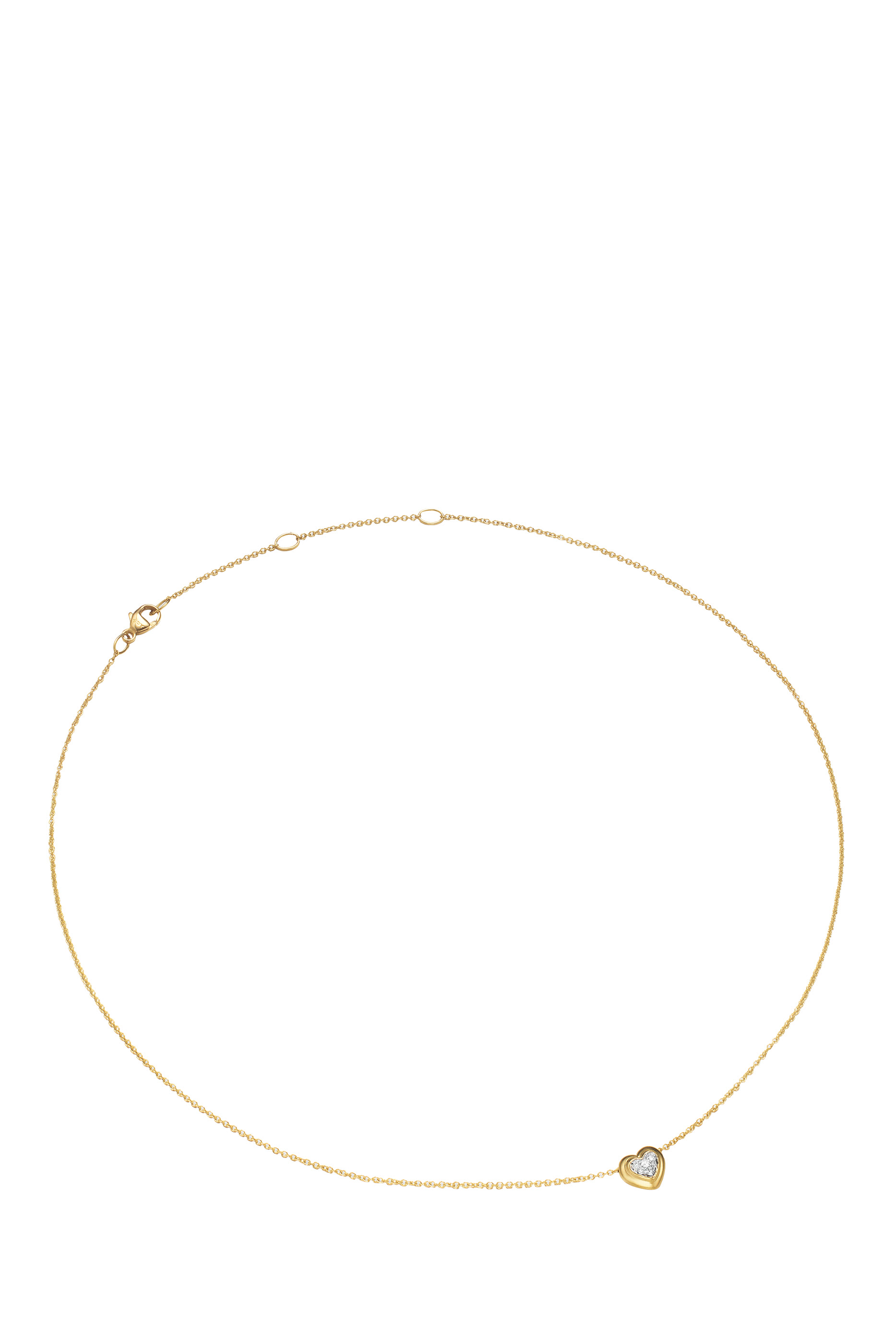 قلادة بحلية بتصميم قلب منفوخ مرصعة بماس، ذهب أصفر عيار 18