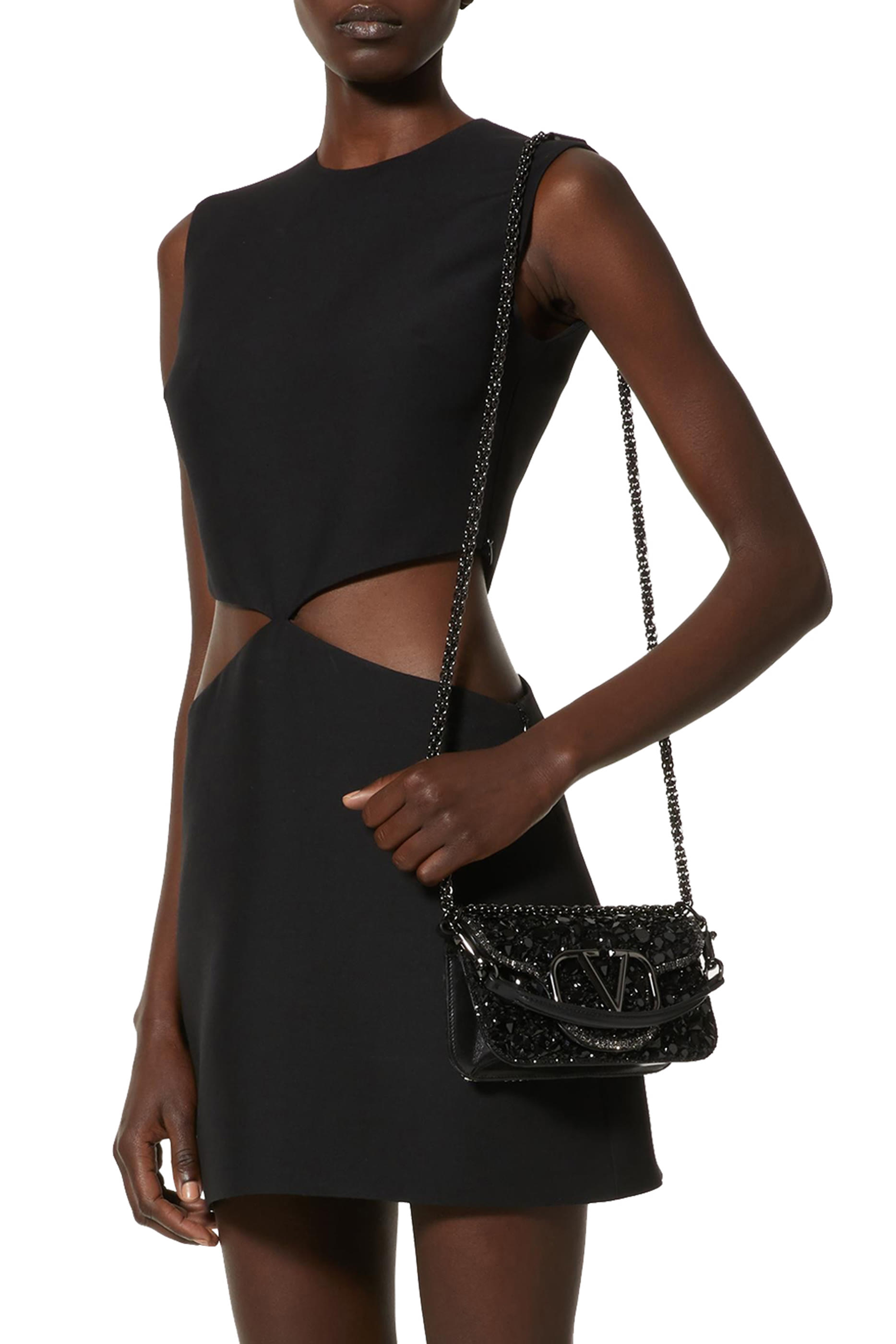 حقيبة كتف فالنتينو غارافاني لوكو صغيرة مزينة بالترتر