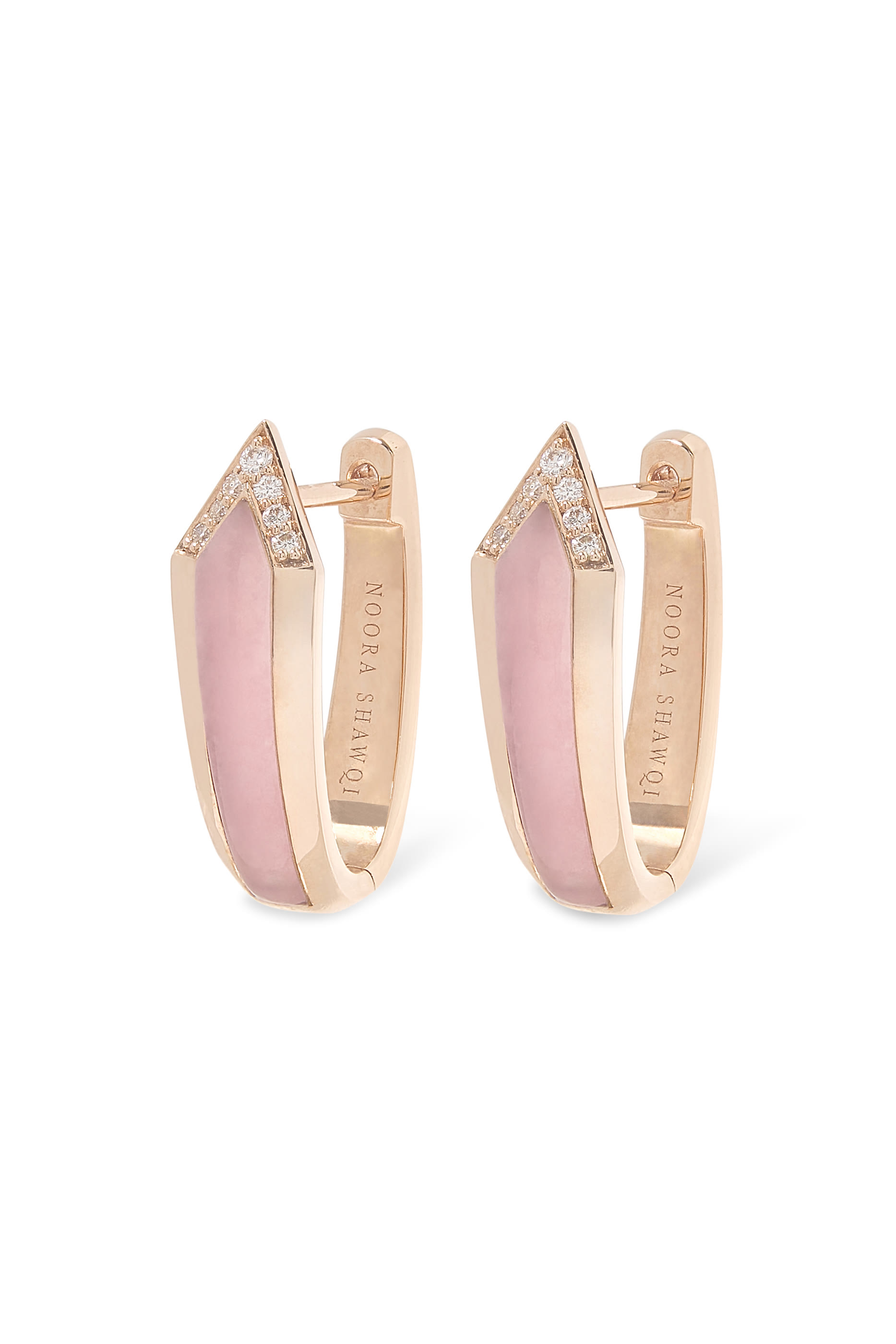 Junonia Hoop Earrings, 18k Rose Gold & Mother of Pearl