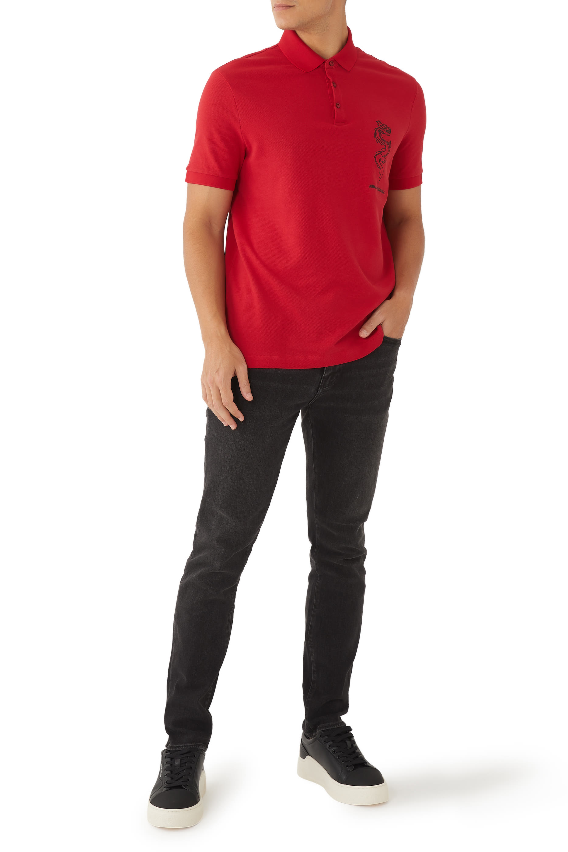 قميص بولو قطن بيكيه يتنين مطرز