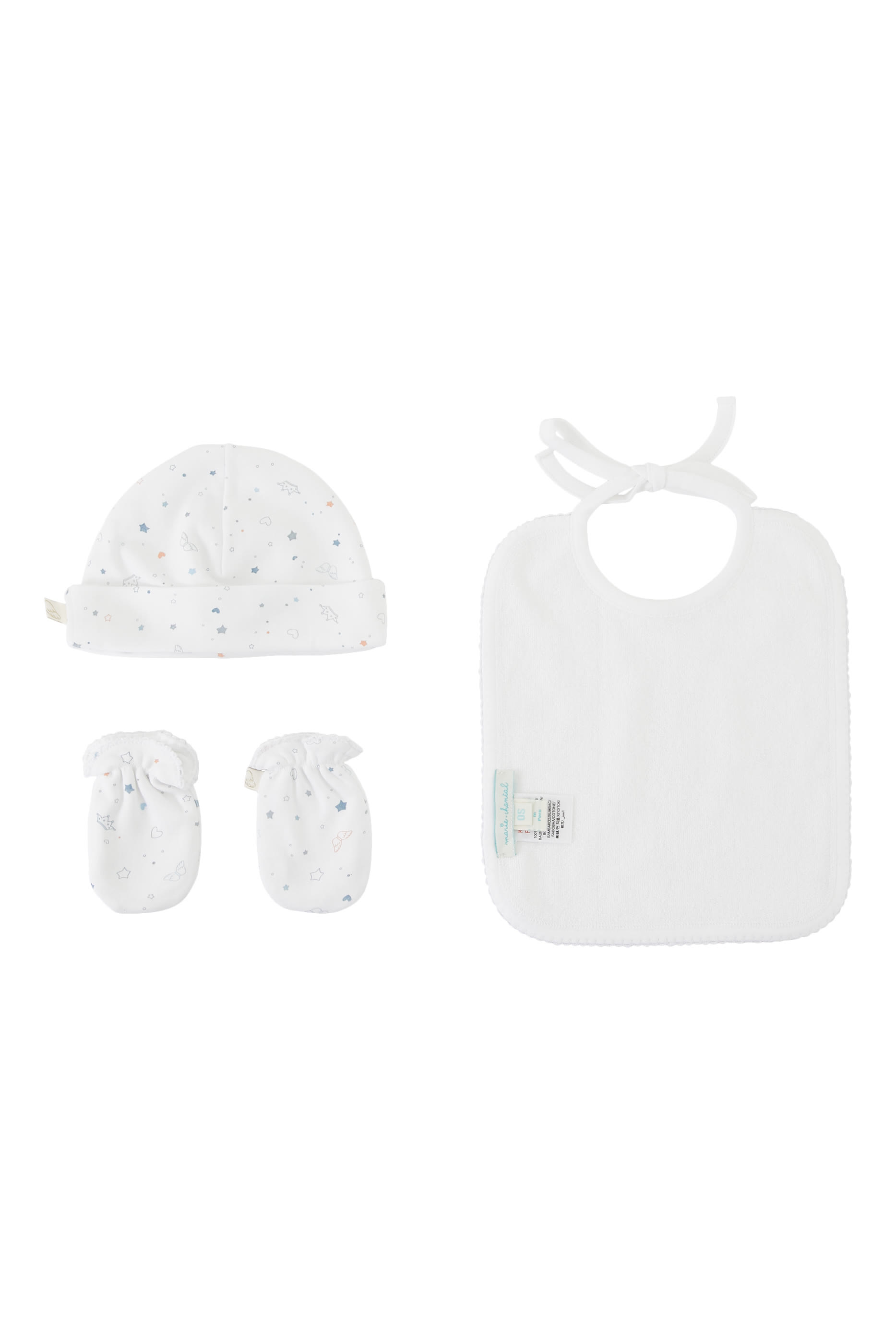 طقم قفازات ومريلة وقبعة بنقشة نجمة وتاج للأطفال