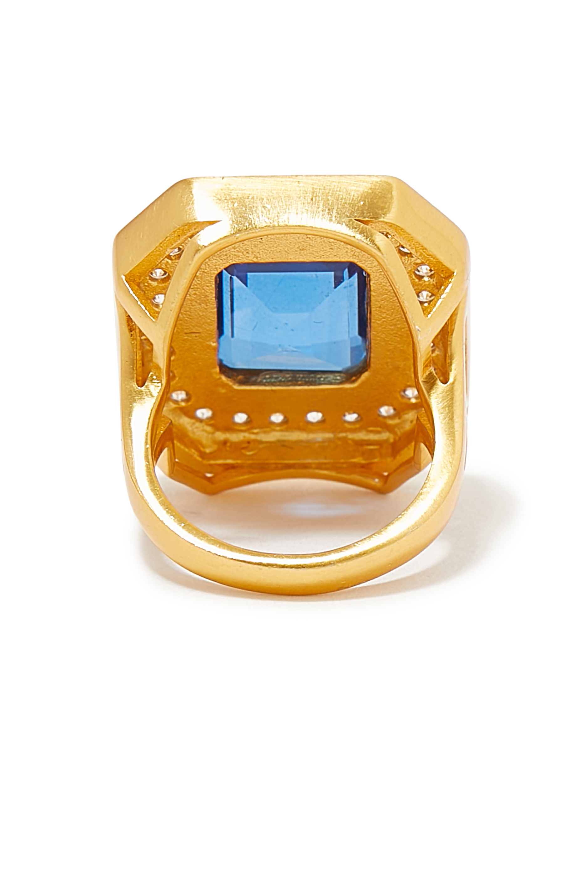 خاتم جينيفر باسيفيك مرصع بكوارتز ياقوتي وكريستال كوارتز نحاس مطلي بذهب عيار 24 بسمك ميكرون