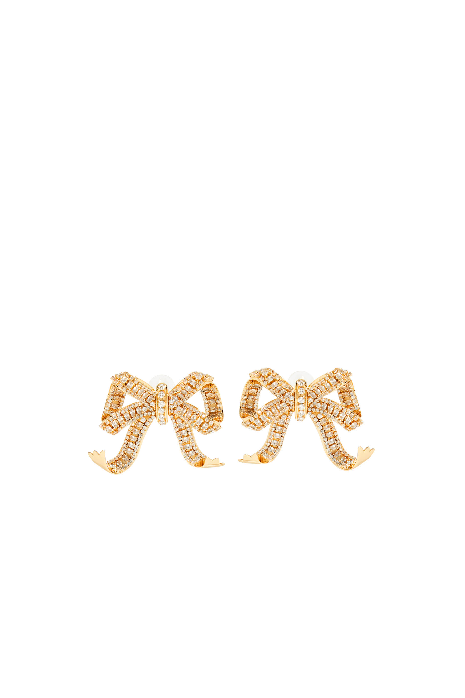 أقراط بتصميم ربطة فيونكة مرصعة بالكريستال