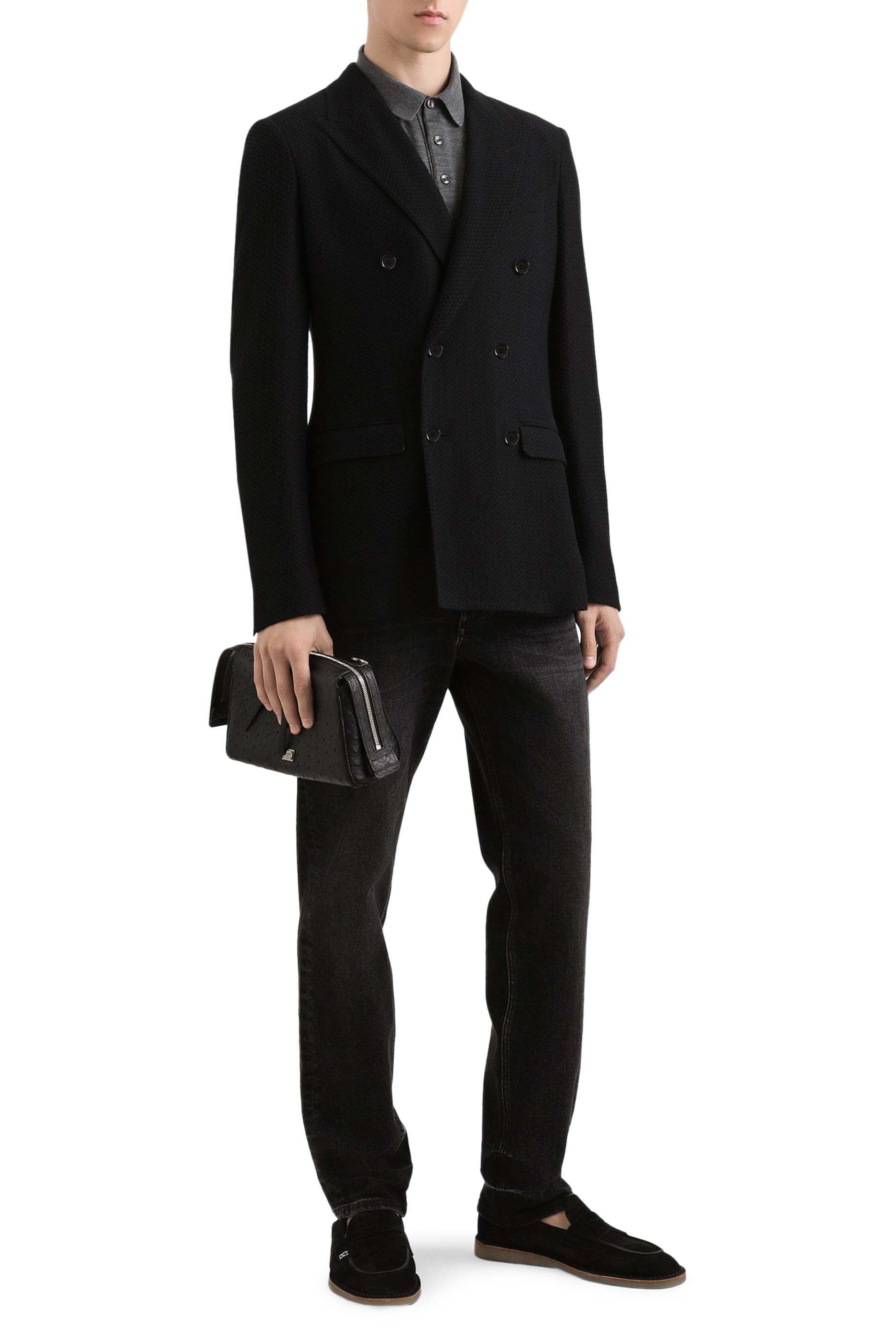 بنطال مزين برقعة شعار الماركة دنيم