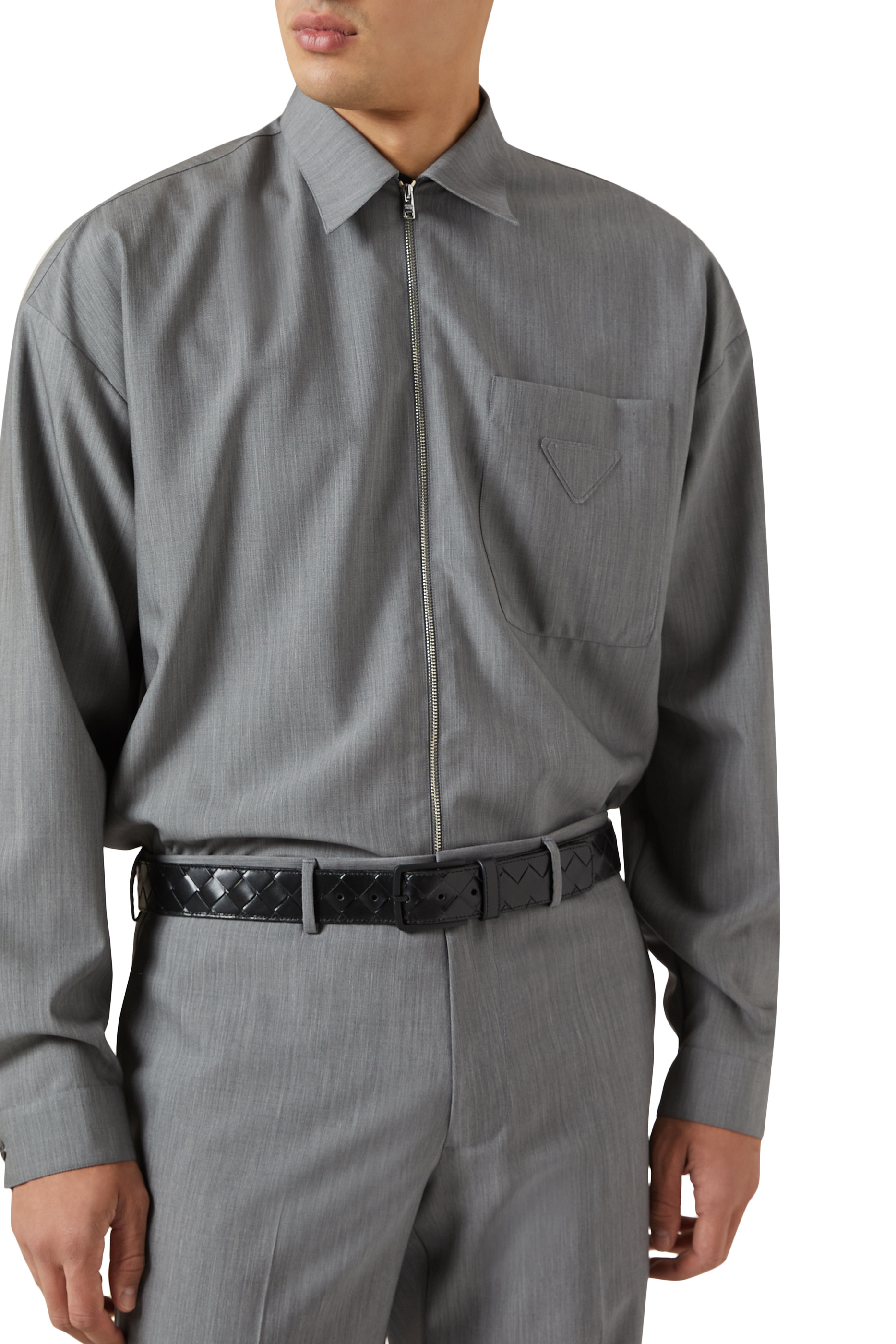 حزام جلد بتصميم مجدول