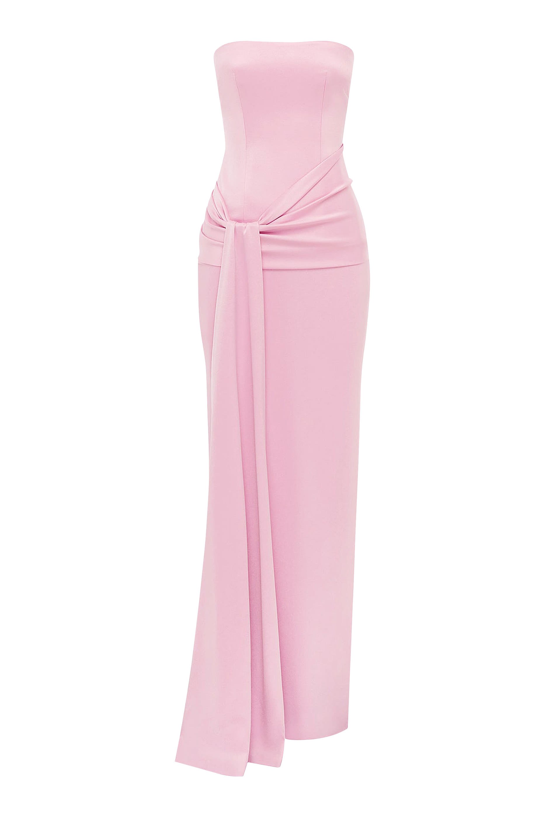 فستان ساش بلا حمالات درابيه بقصة مستقيمة ساتان كريب