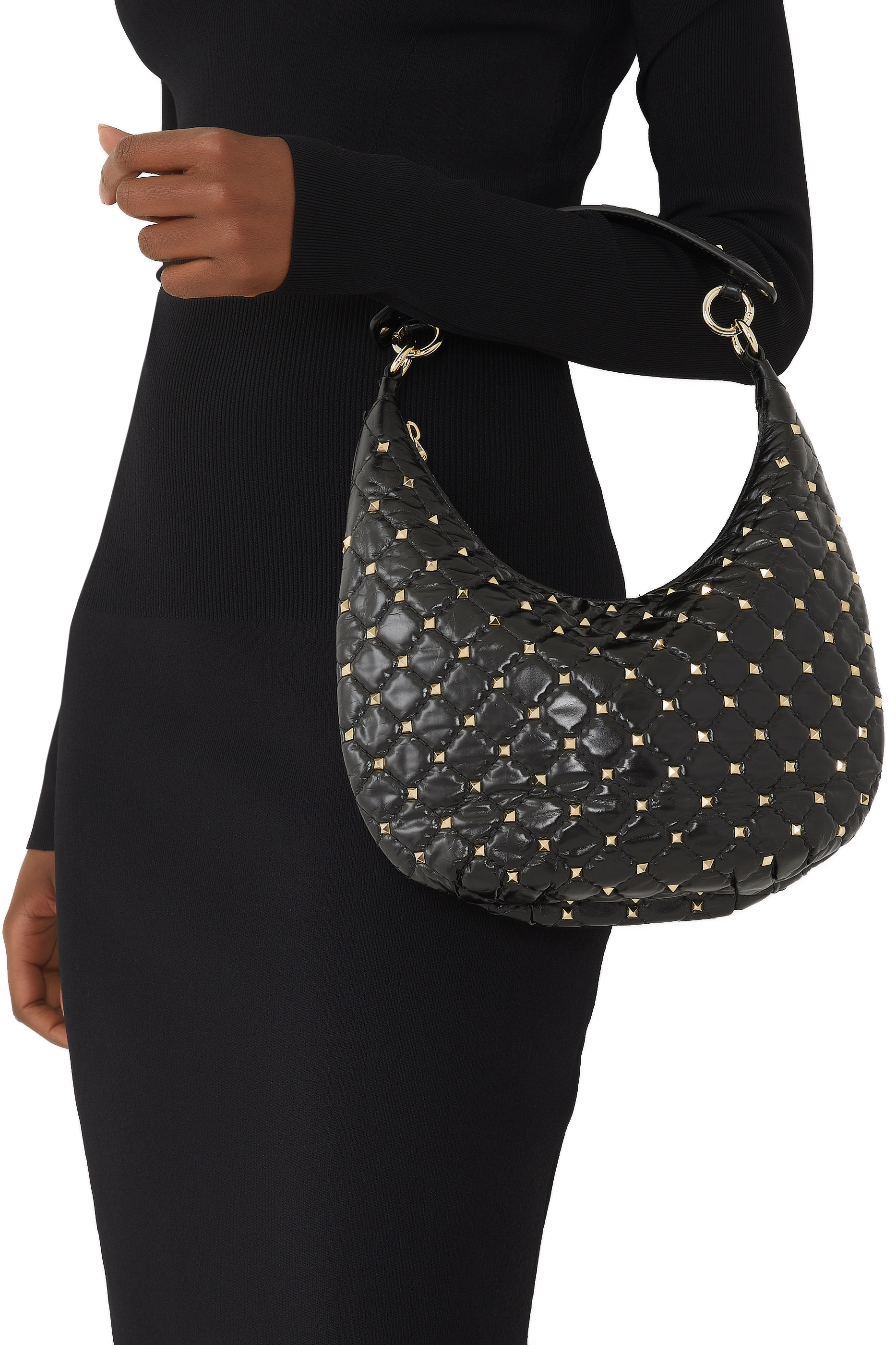 حقيبة هوبو صغيرة بحلي هرمية