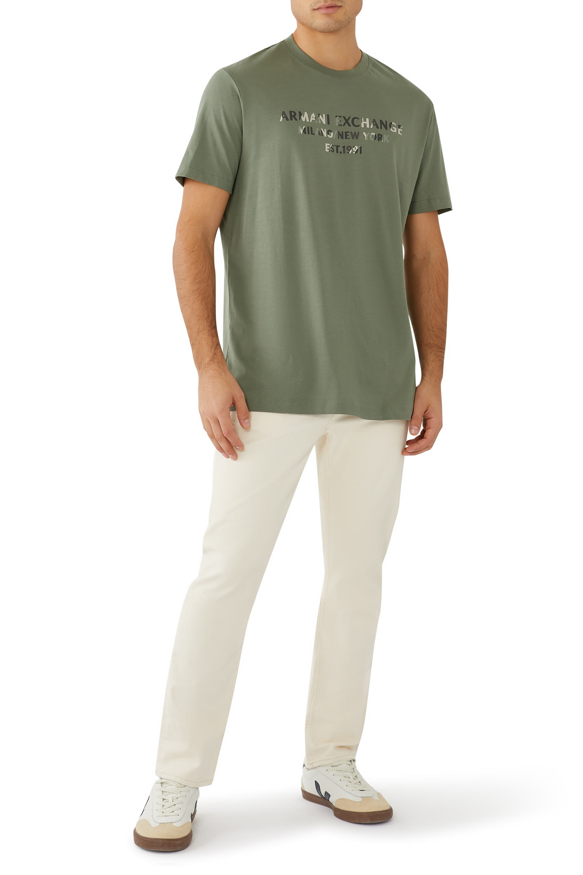 تيشيرت ايه اس في بشعار الماركة بتصميم مموه قطن