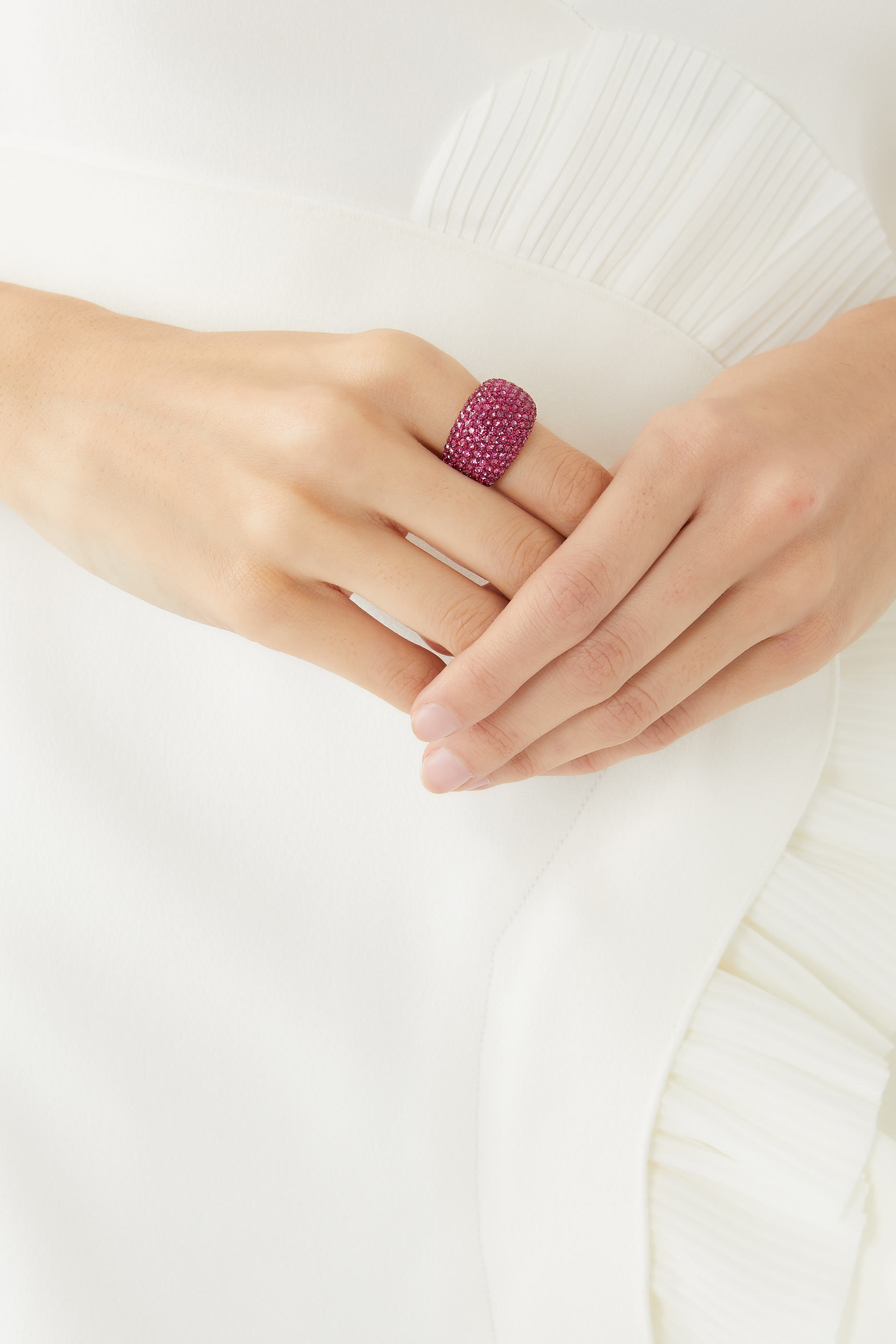 خاتم دوم مرصع بكريستال بافيه، نحاس