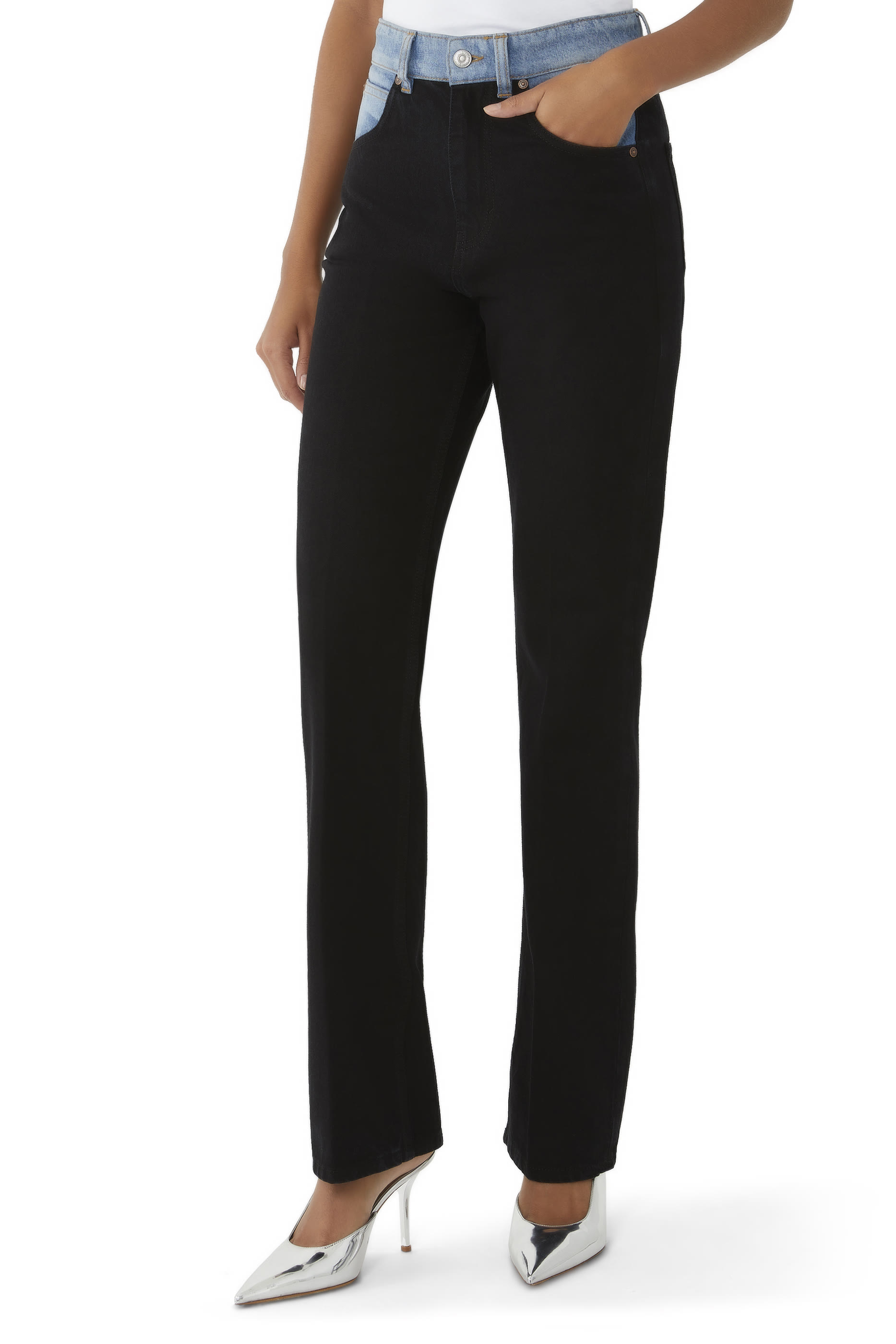 بنطال جينز جوليا بقصة ساق مستقيمة وخصر مرتفع