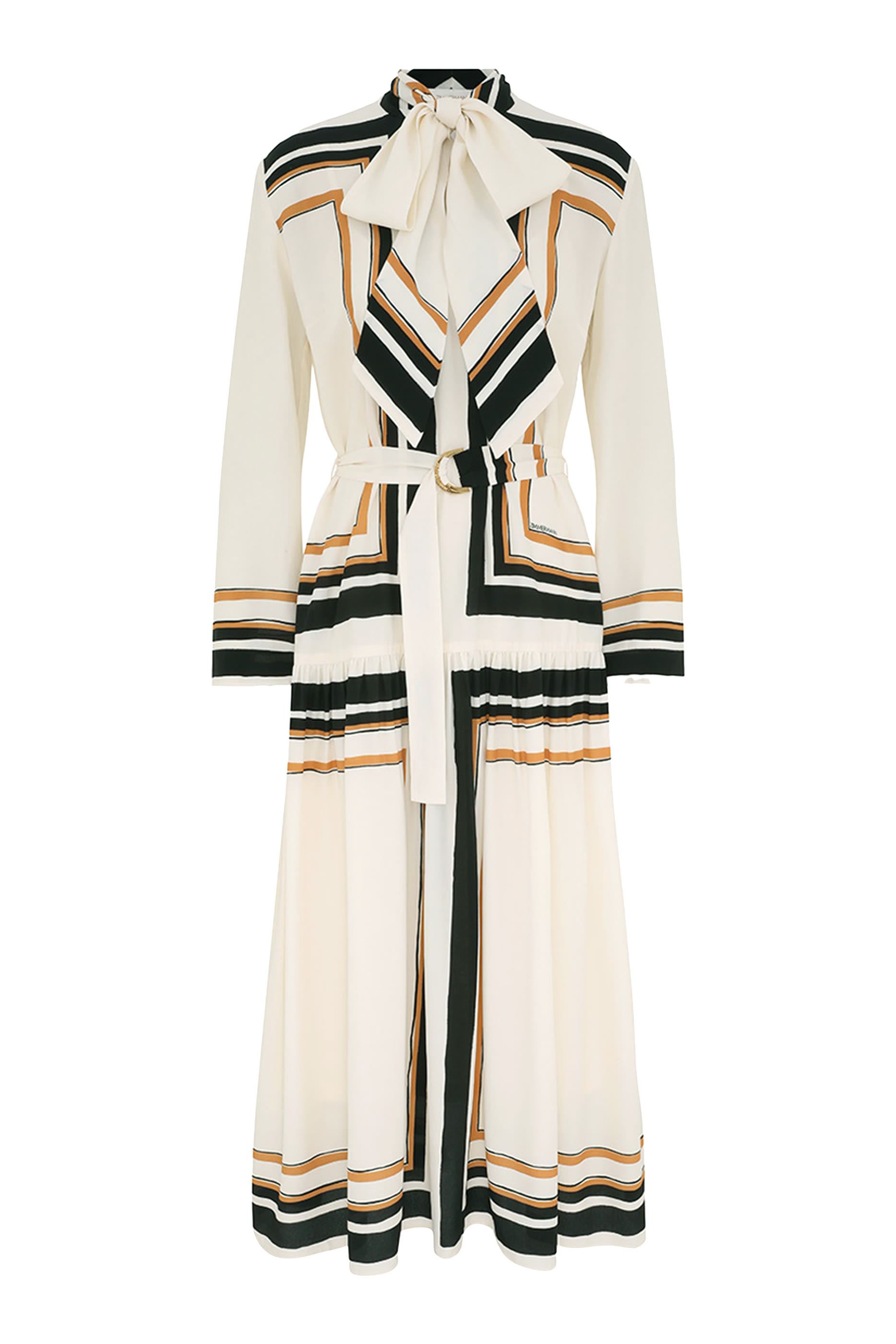 فستان متوسط الطول برباط عند العنق